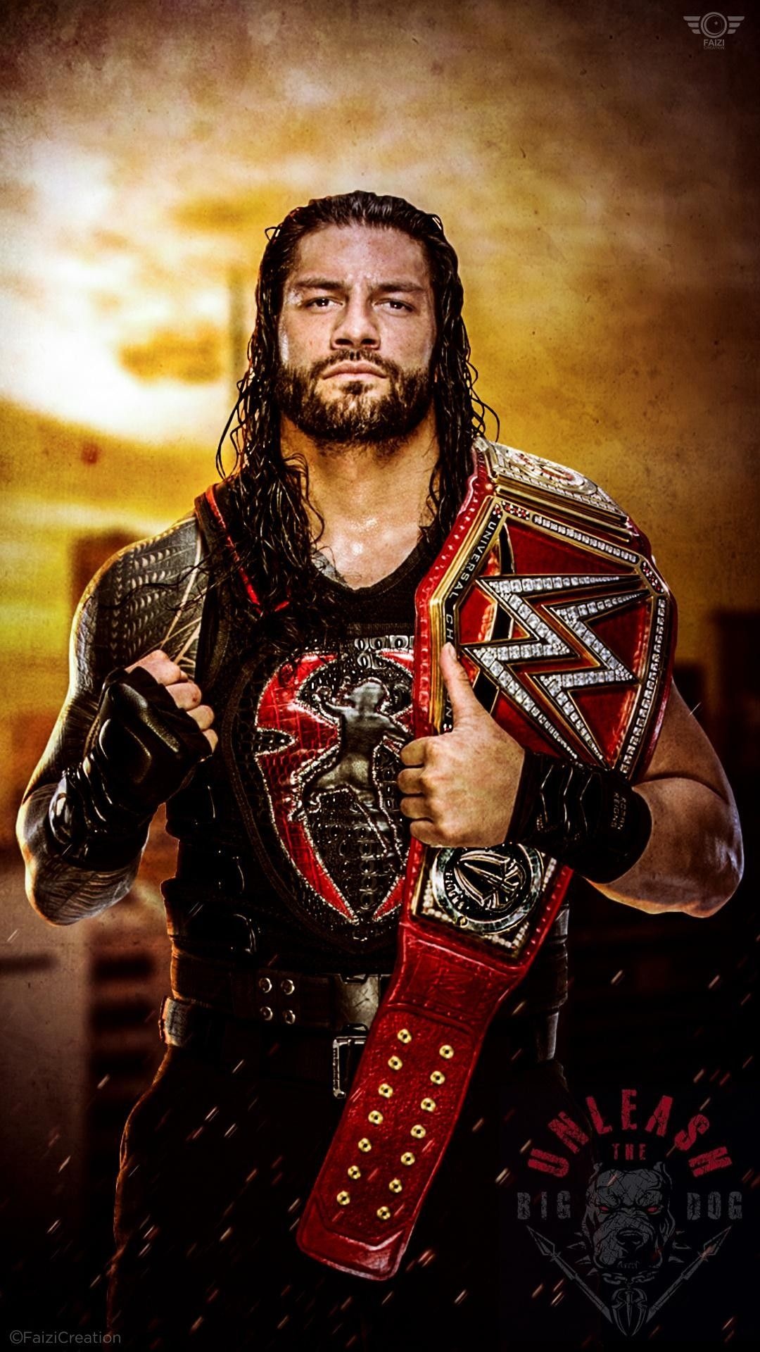 Roman Reigns, WWE Universal Championship belt, Unleash The Big Dog, Full HD Phone wallpaper