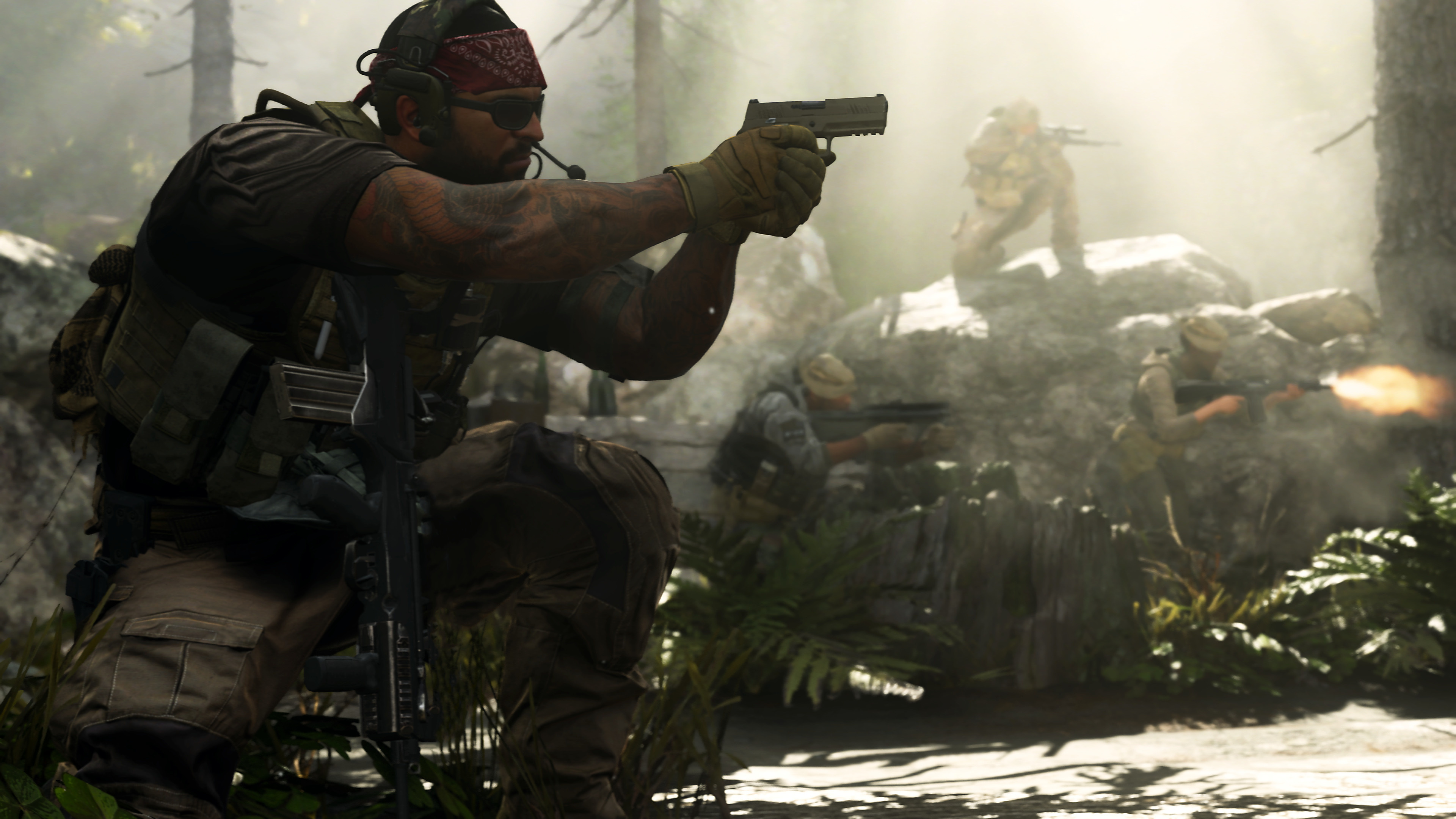 Call of Duty: Modern Warfare D-Day, Forest tactical firefight, M19 pistol, 4K Desktop wallpaper