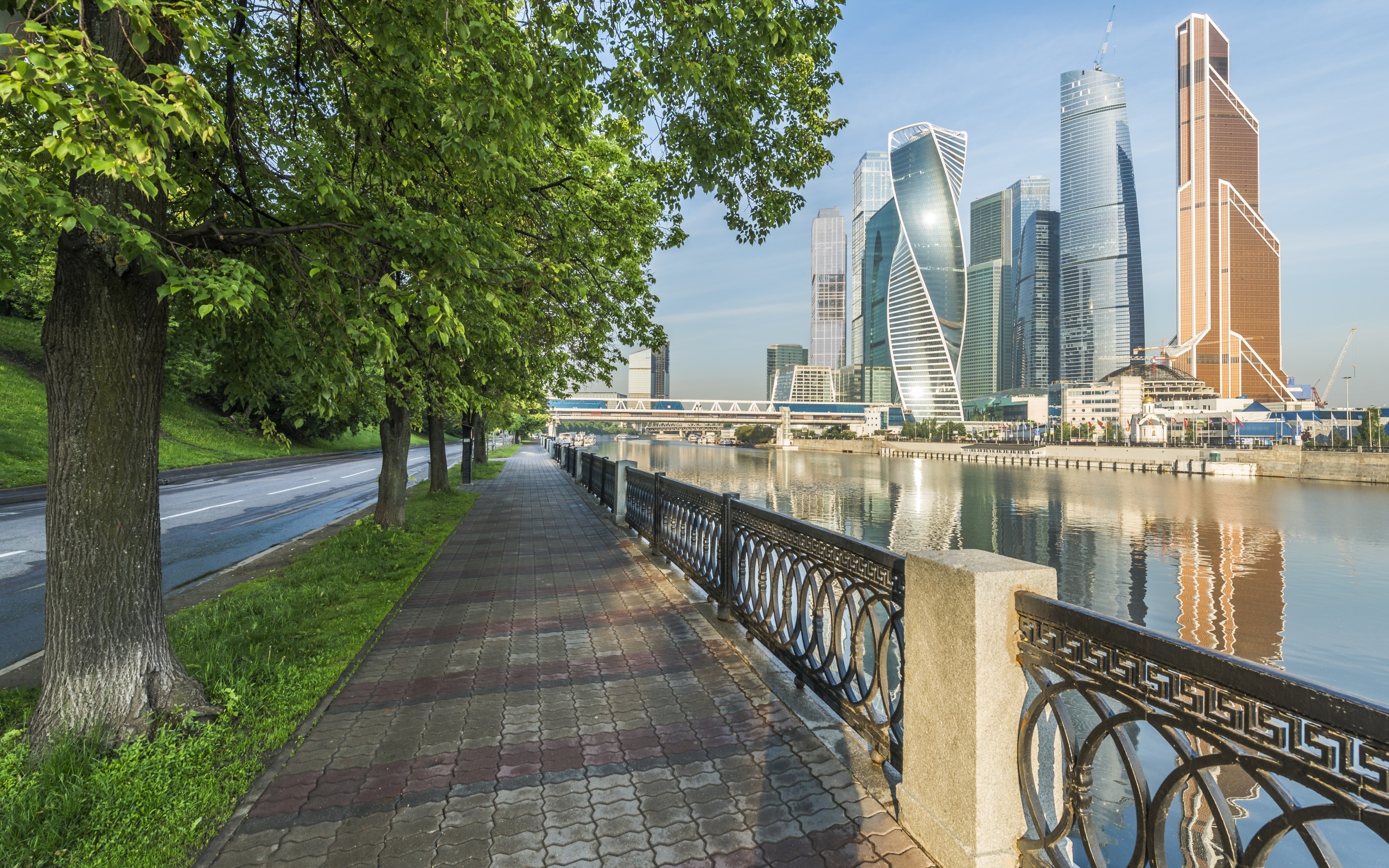 Moscow city wallpapers, Modern architecture, River views, High-quality imagery, 2560x1600 HD Desktop