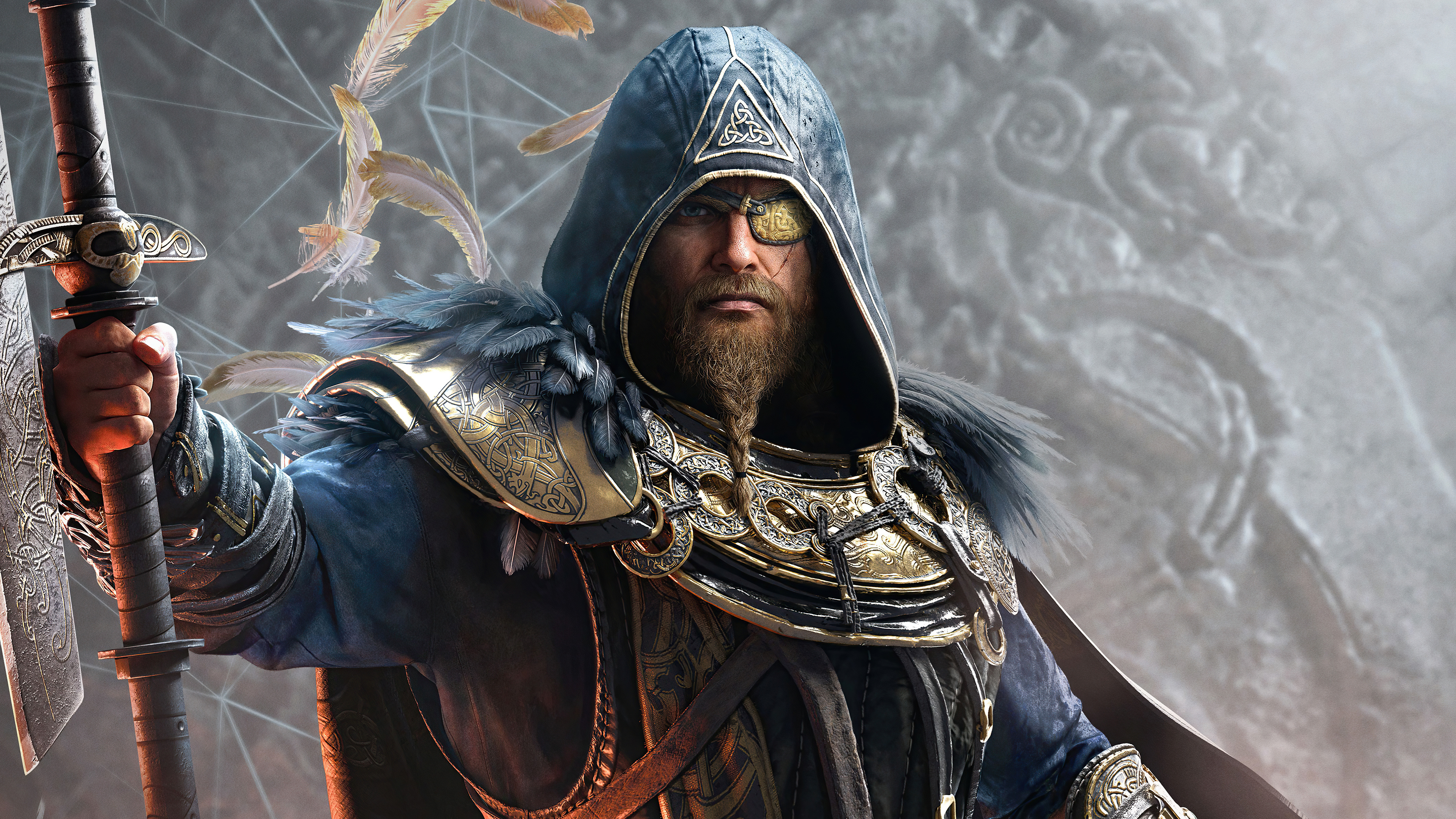 Odin, Assassin's Creed Valhalla: Dawn of Ragnarök, Raven feather armor, 4K Desktop wallpaper
