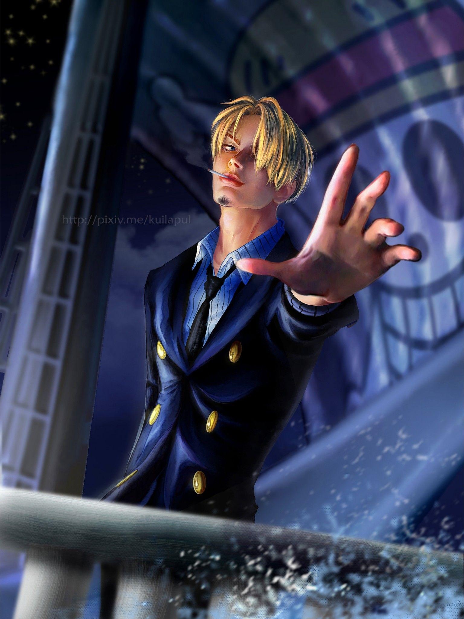 Sanji, Straw Hat Pirates jolly roger, pirate ship deck, HD Phone wallpaper