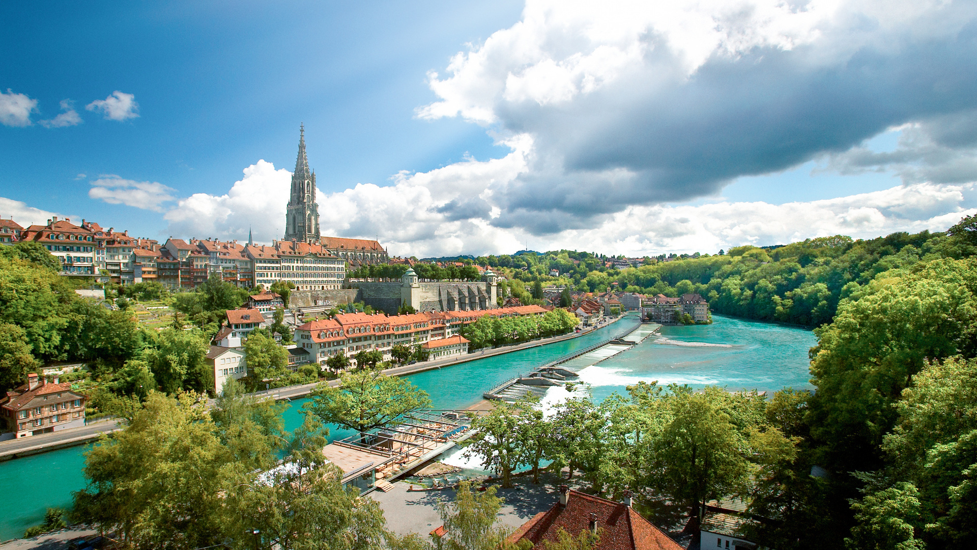 River Aare, Weather conditions, Bern welcome, Water temperature, 1920x1080 Full HD Desktop