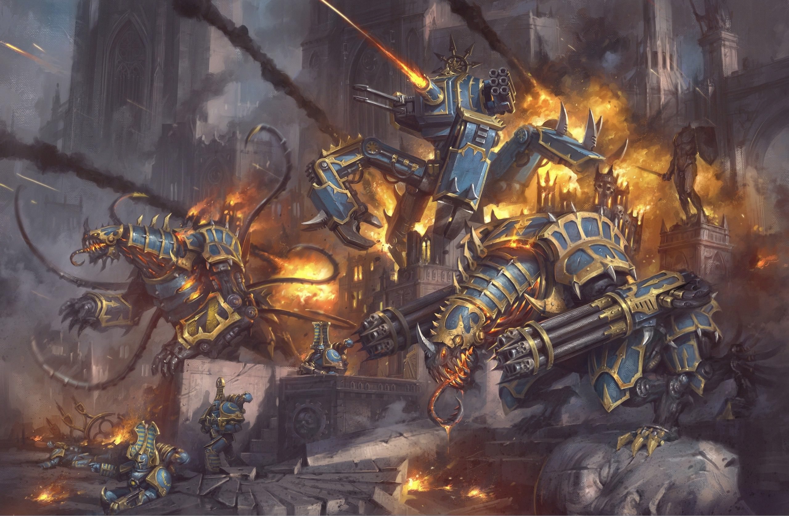 Thousand Sons Forgefiend, Thousand Sons Defiler, Thousand Sons Maulerfiend, Rubric Marines infantry, HD Desktop wallpaper