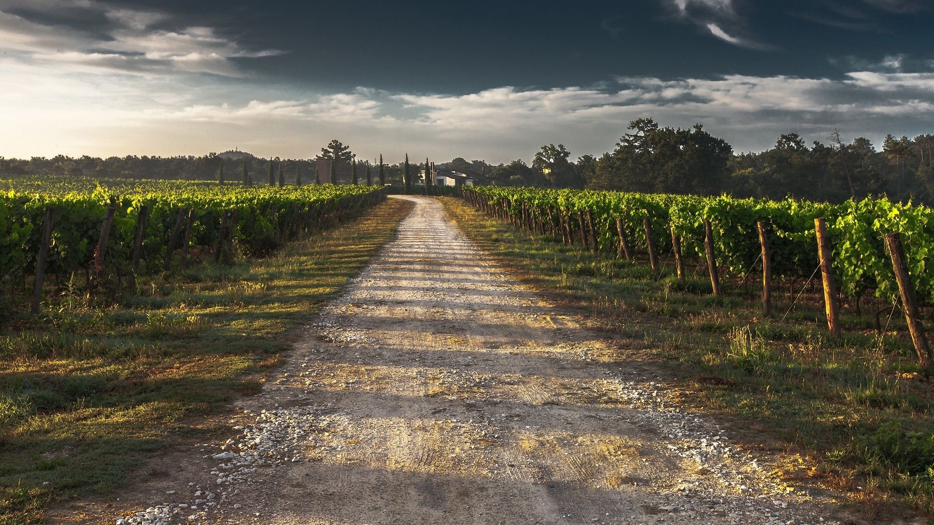 Shadow field, Sky road, Sunset scenery, Aerial perspective, 1920x1080 Full HD Desktop