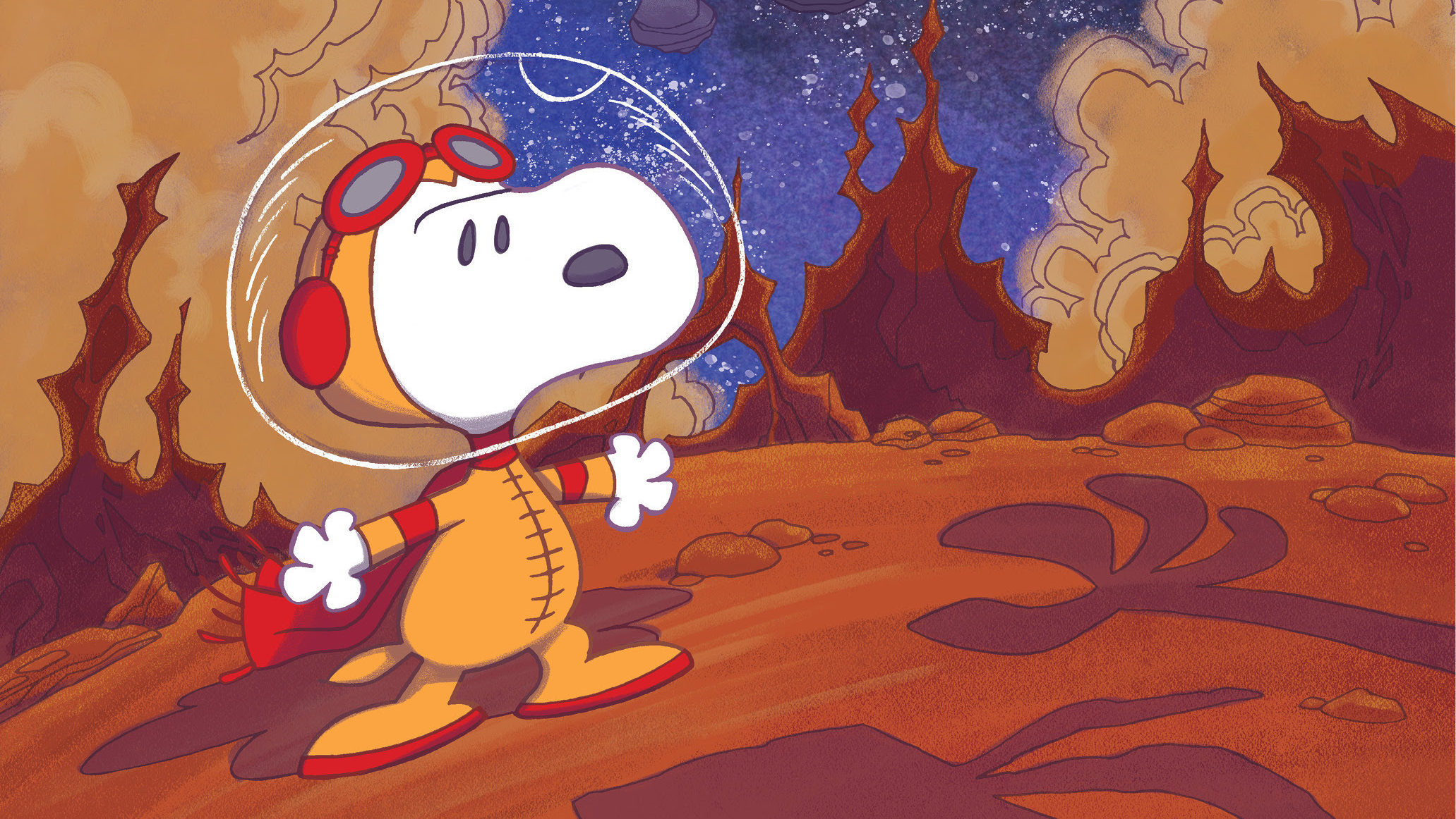 Astronaut Snoopy, Snoopy In Space, Alien planet surface, HD Desktop wallpaper