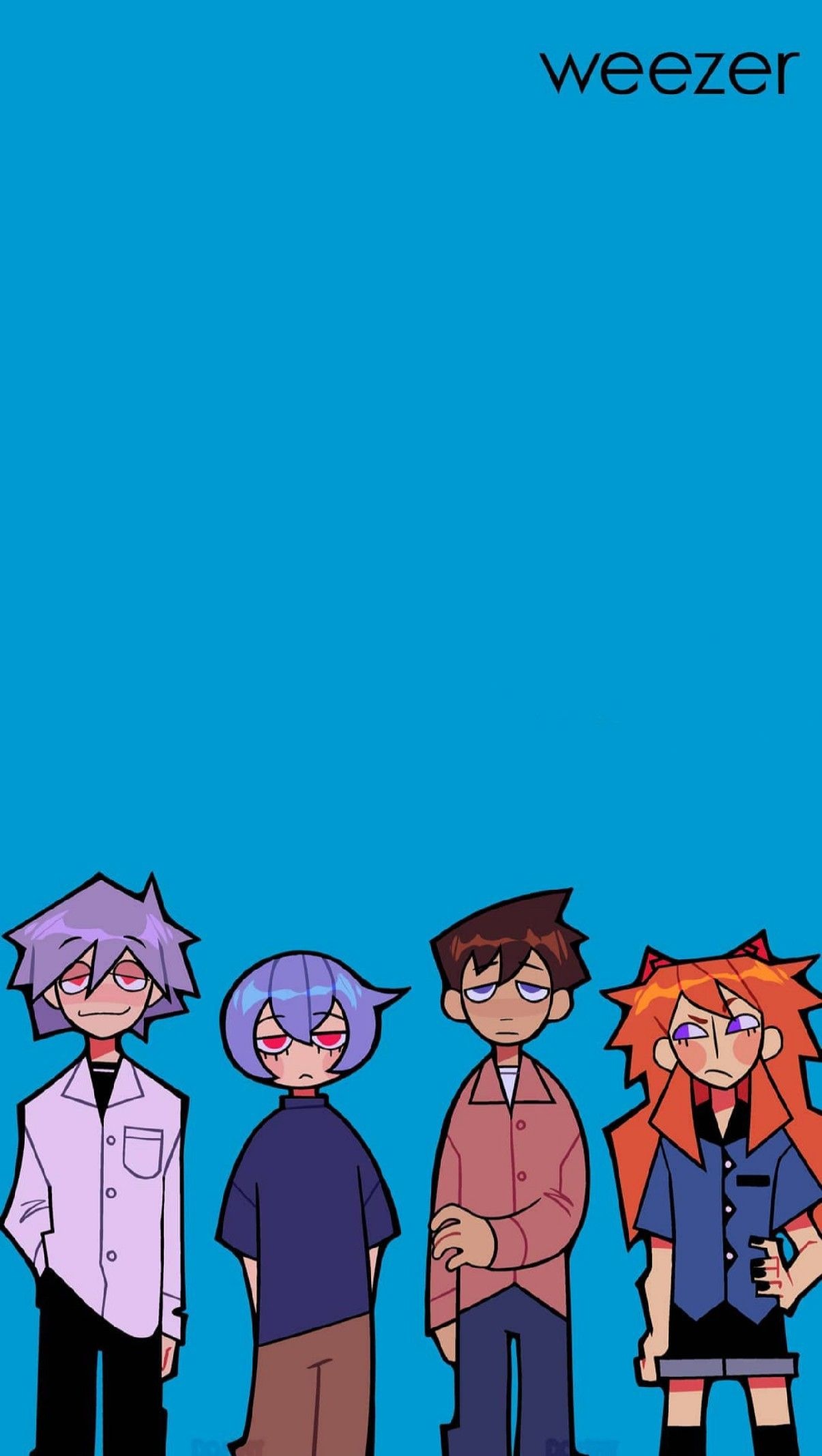 Weezer & Evangelion, Rock tribute, Japanese culture, 1210x2140 HD Phone