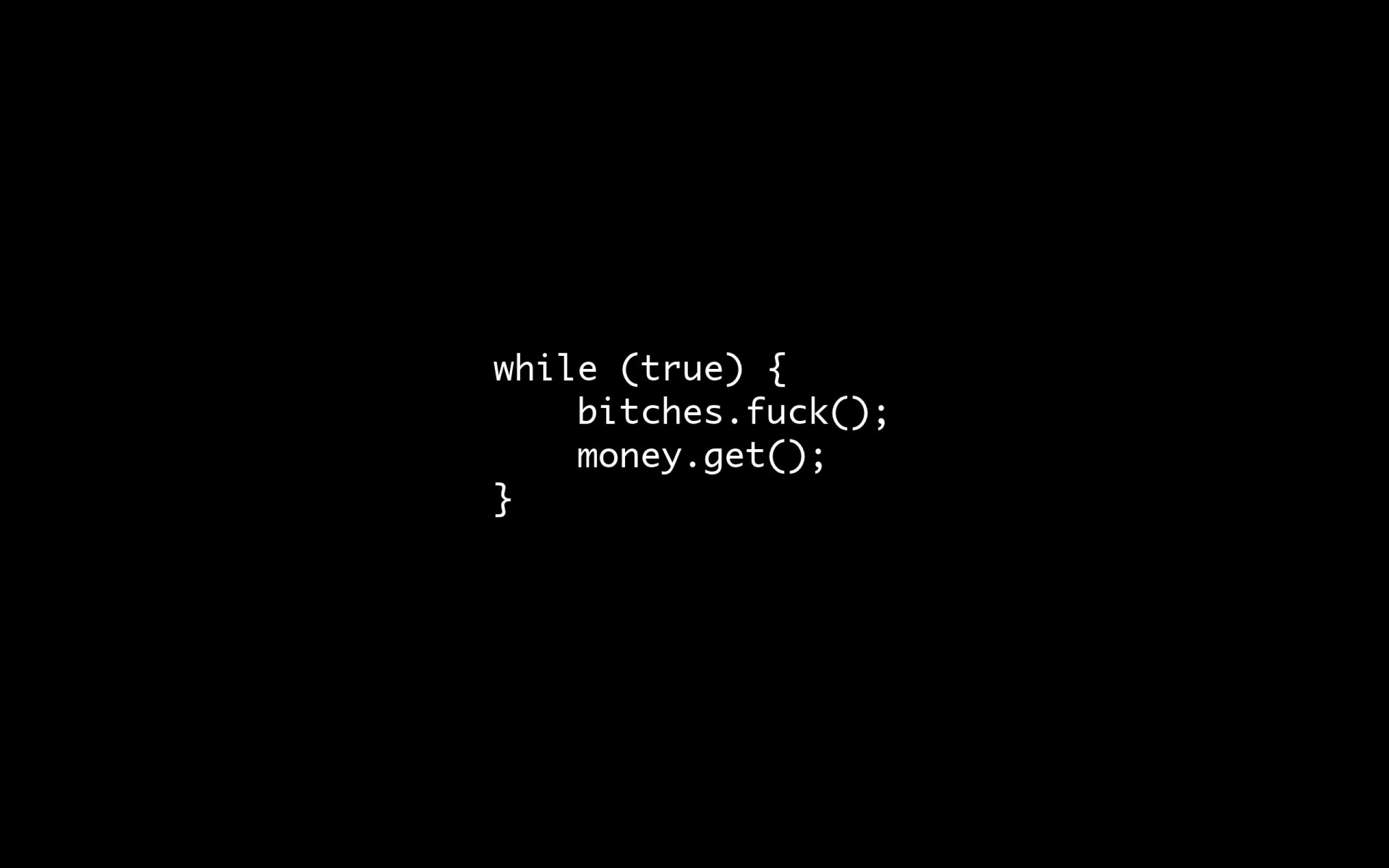 while (true), infinite while loop, solid black background, HD Desktop wallpaper