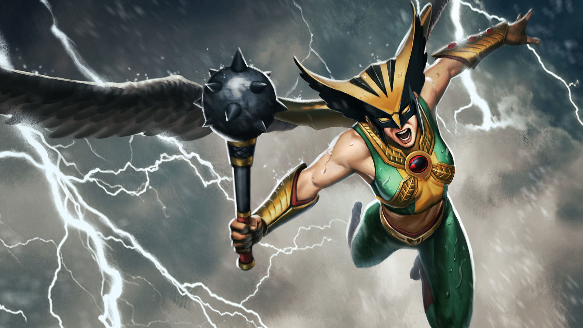 Hawkgirl, High-definition wallpaper, Superhero portrayal, DC Comics, 1920x1080 Full HD Desktop