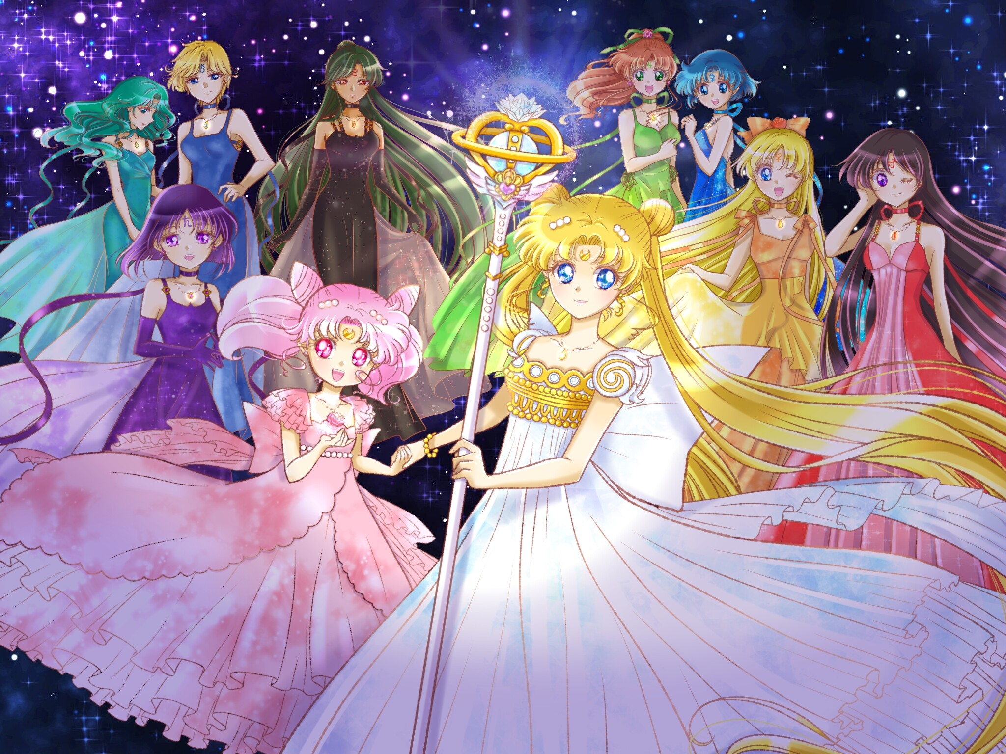 Sailor Moon Eternal, Magical girl warriors, Lunar princesses, Sparkling transformations, 2050x1540 HD Desktop