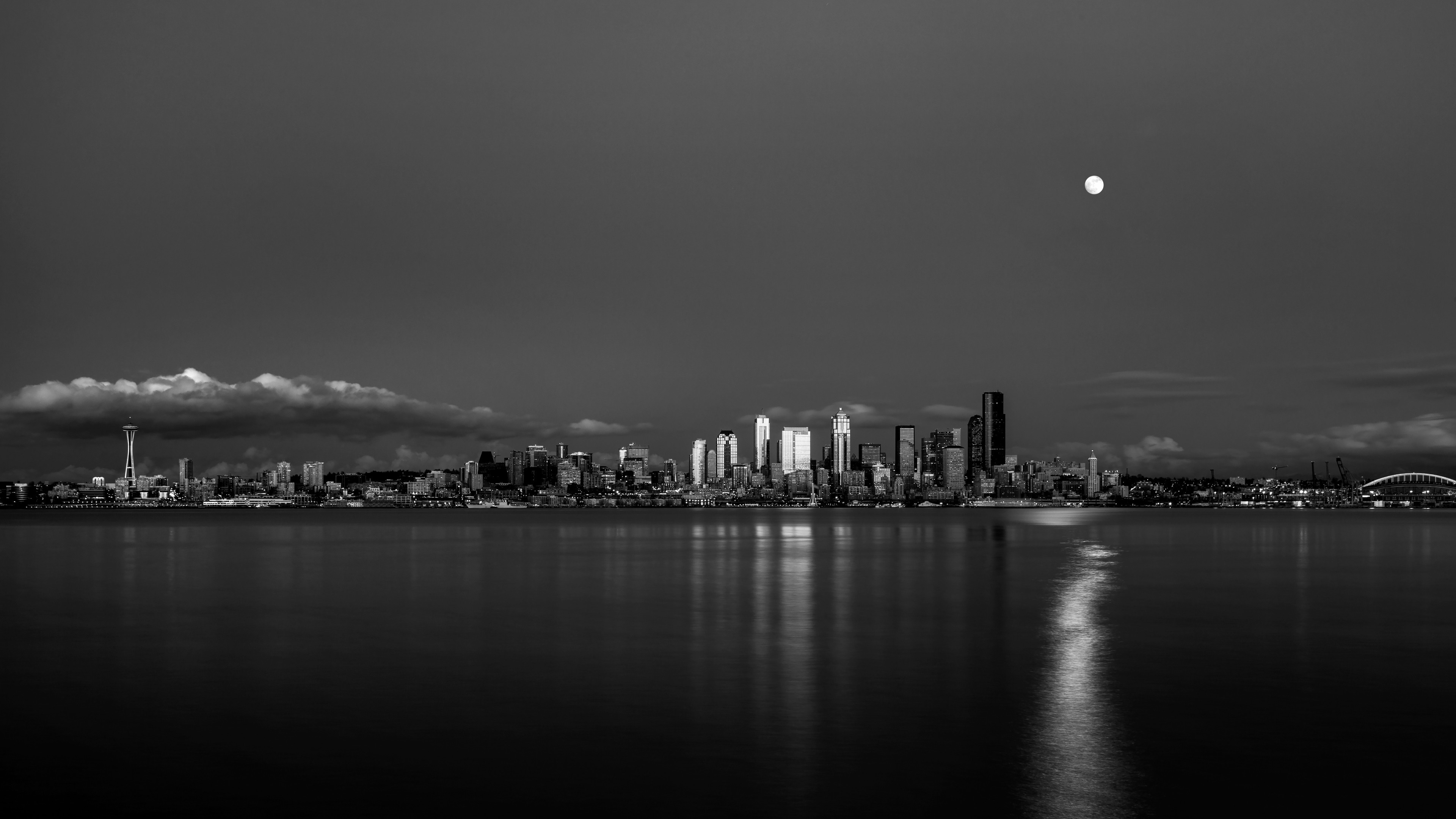 Monochrome, Seattle Wallpaper, 3840x2160 4K Desktop