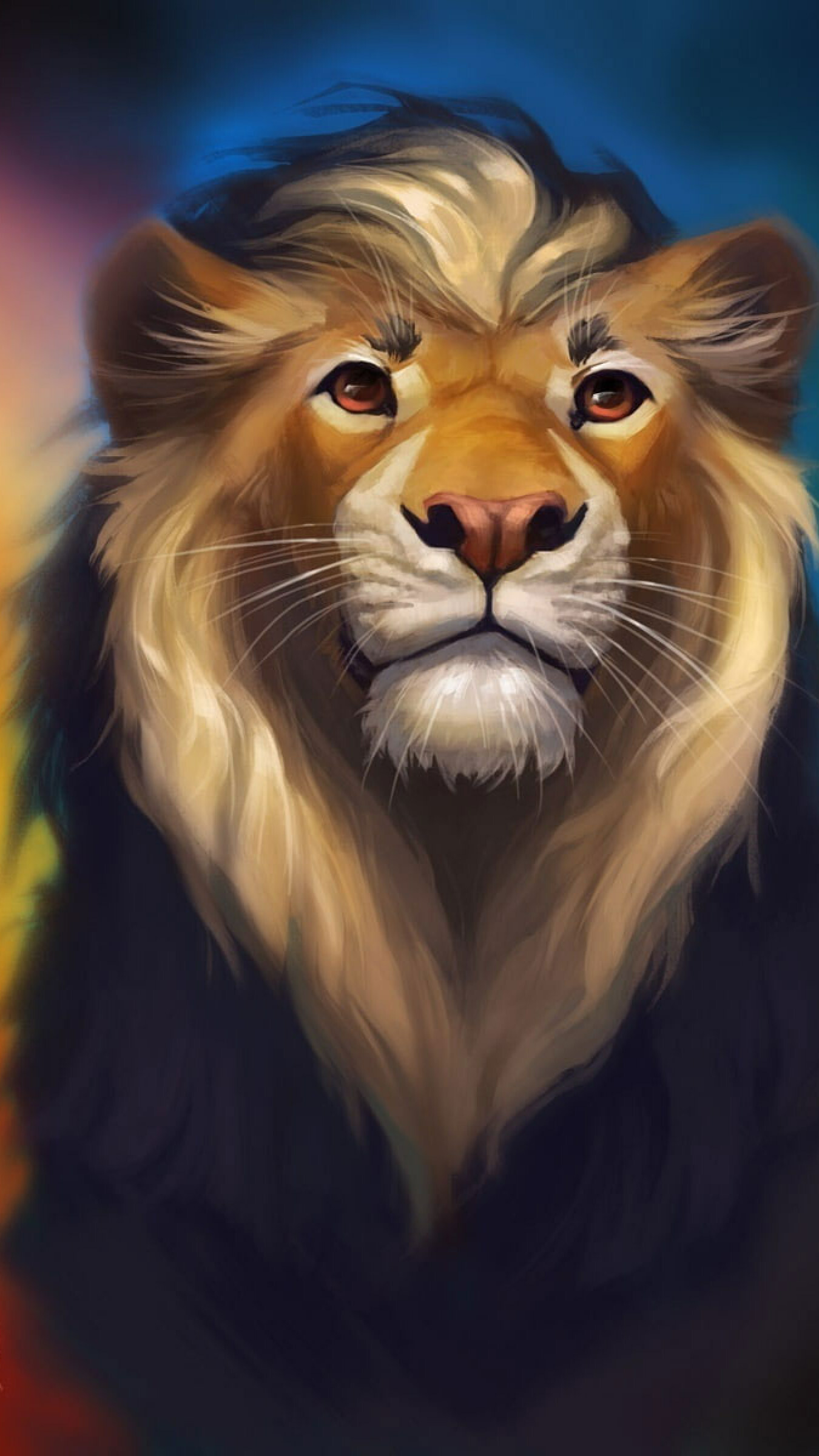 Colorful lion, Digital art, Animal themes, Unique wallpaper, 1350x2400 HD Phone