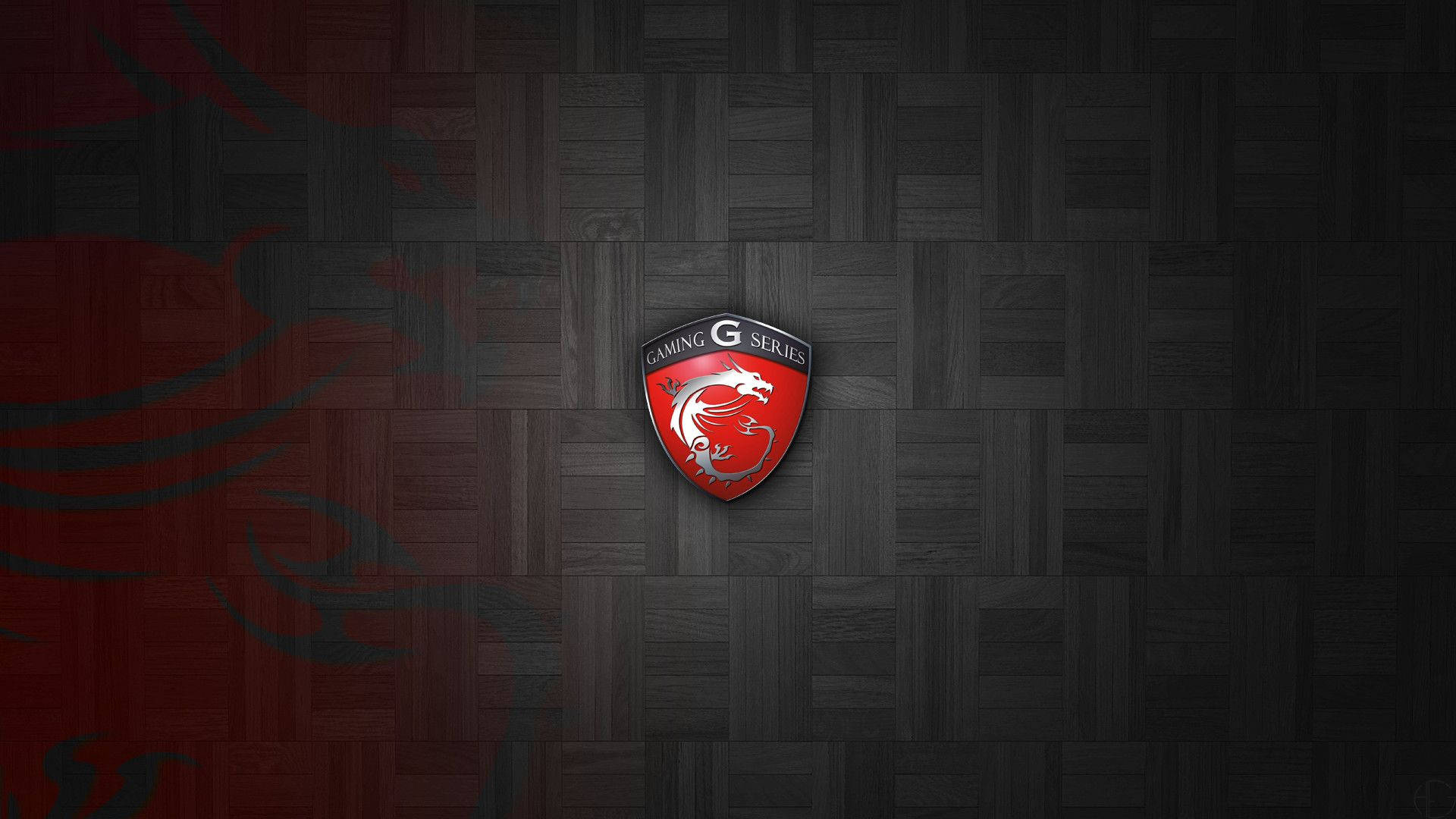 MSI Gaming Series badge, GAMING G SERIES text, dark parquet wood texture, Full HD Desktop wallpaper