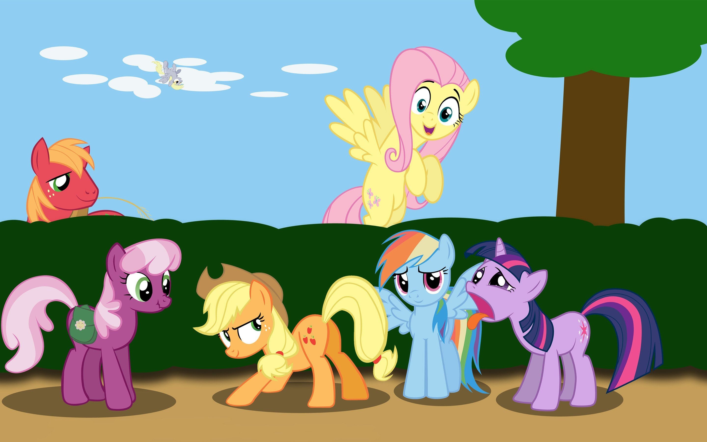 My Little Pony, Twilight Sparkle, Rainbow Dash and Applejack, Fluttershy, Cheerilee and Big McIntosh, HD Desktop wallpaper
