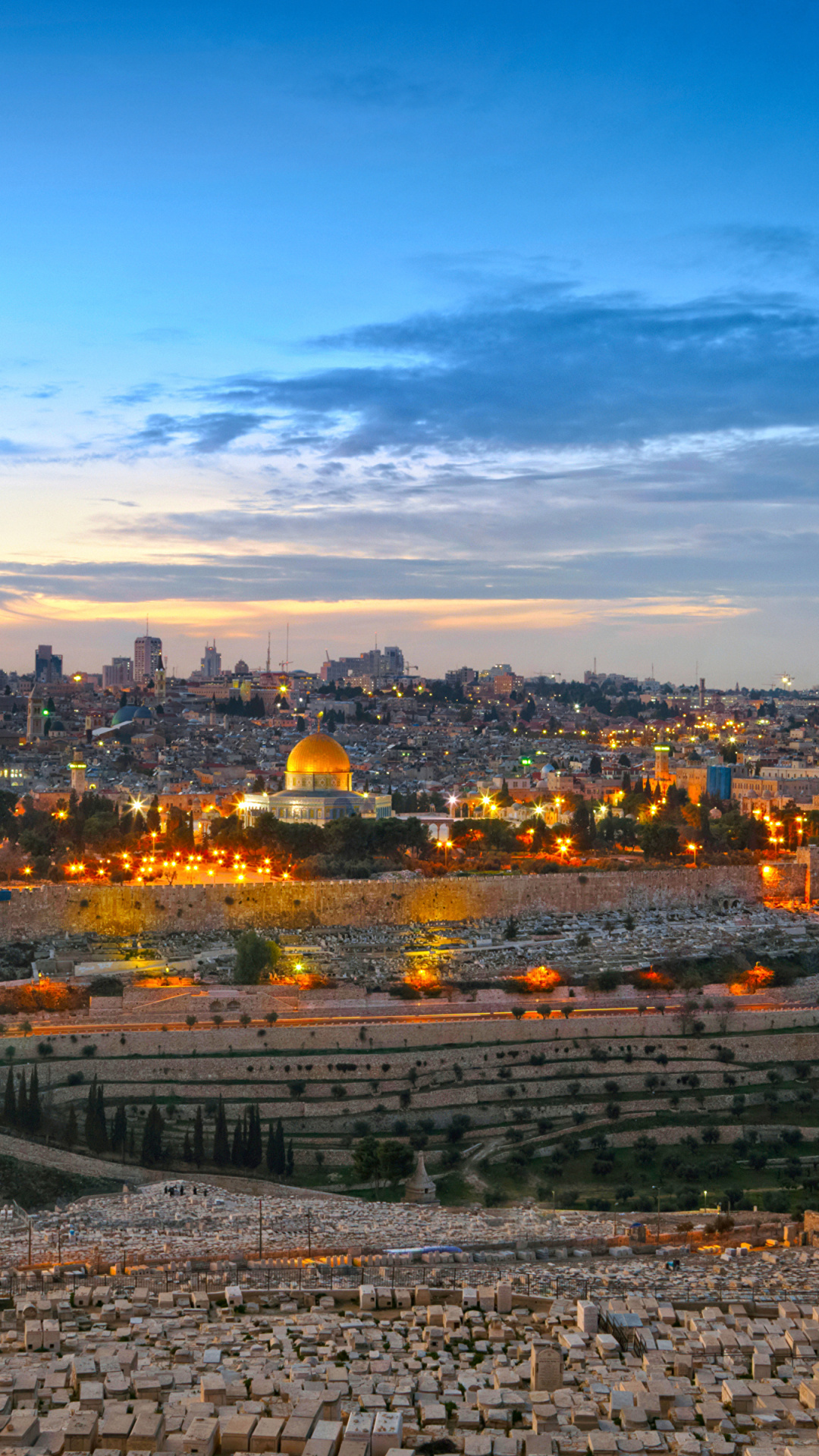 Jerusalem travels, Nighttime beauty, Skyline lights, Urban oasis, 1080x1920 Full HD Phone