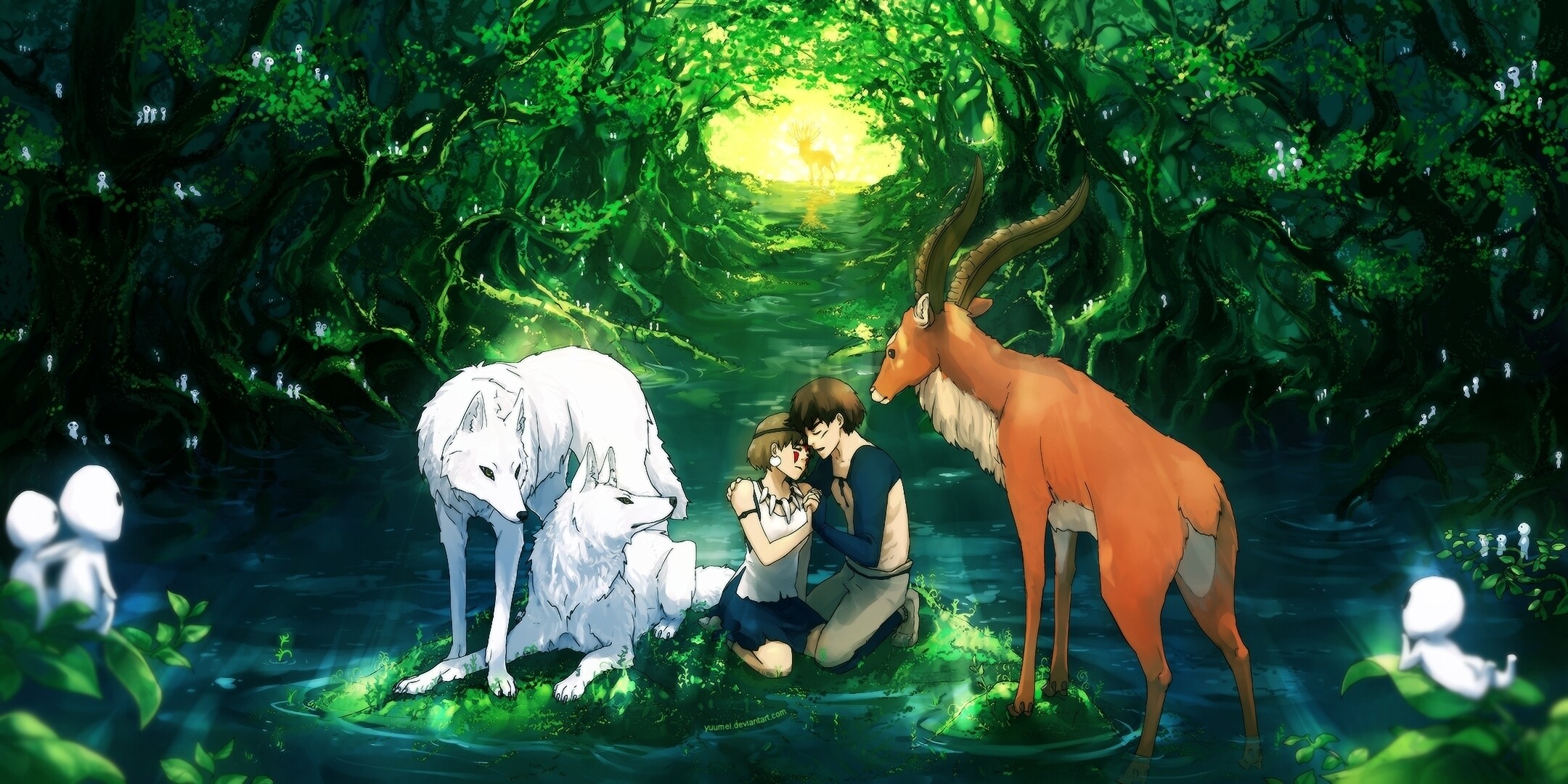 Princess Mononoke, HD wallpapers, Background images, 2160x1080 Dual Screen Desktop