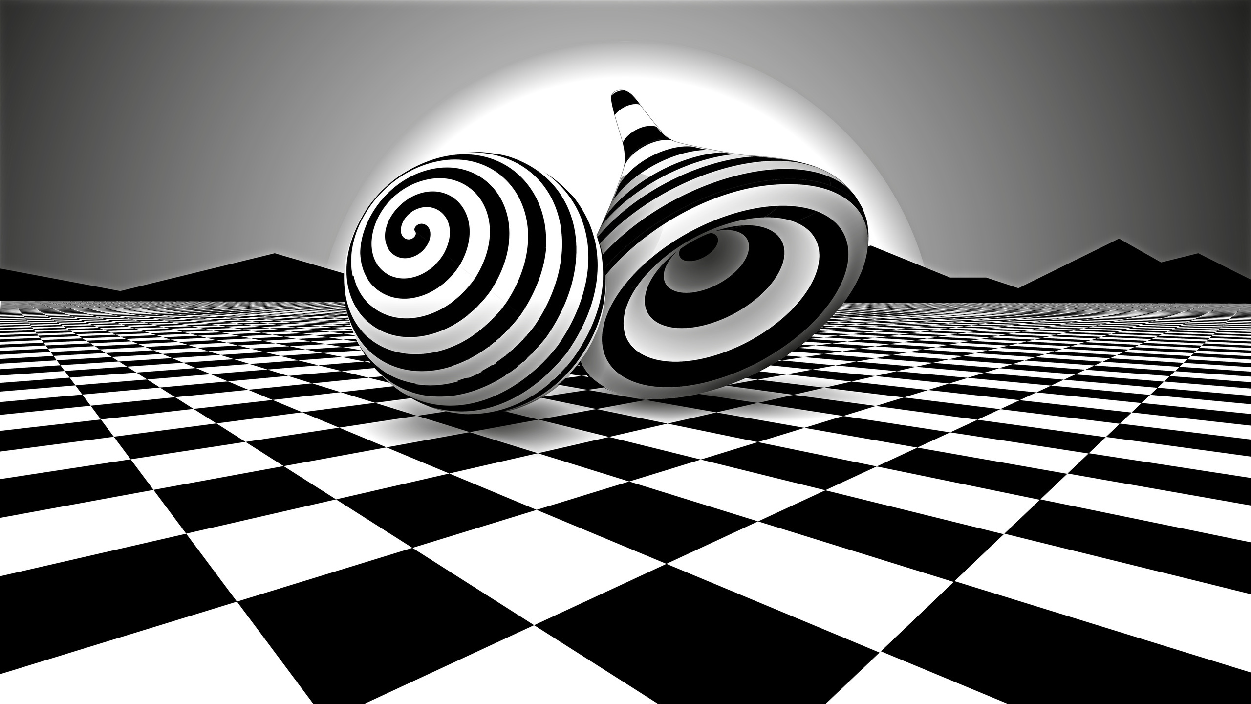 Black and white, Optical illusion, HD wallpaper, Stunning visual effect, 2560x1440 HD Desktop