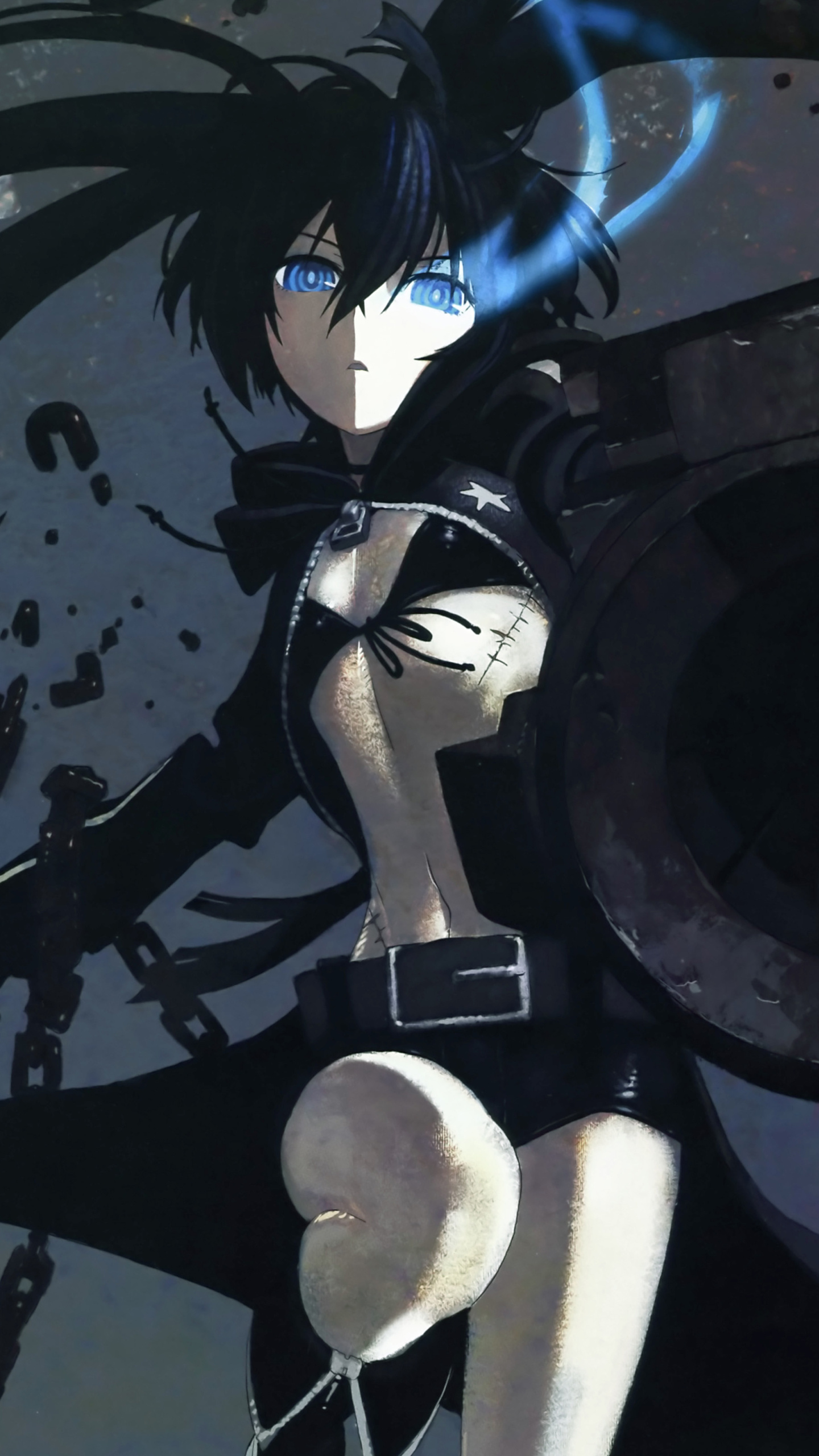 Black Rock Shooter, Anime art, Striking visuals, Intense battles, 1440x2560 HD Phone