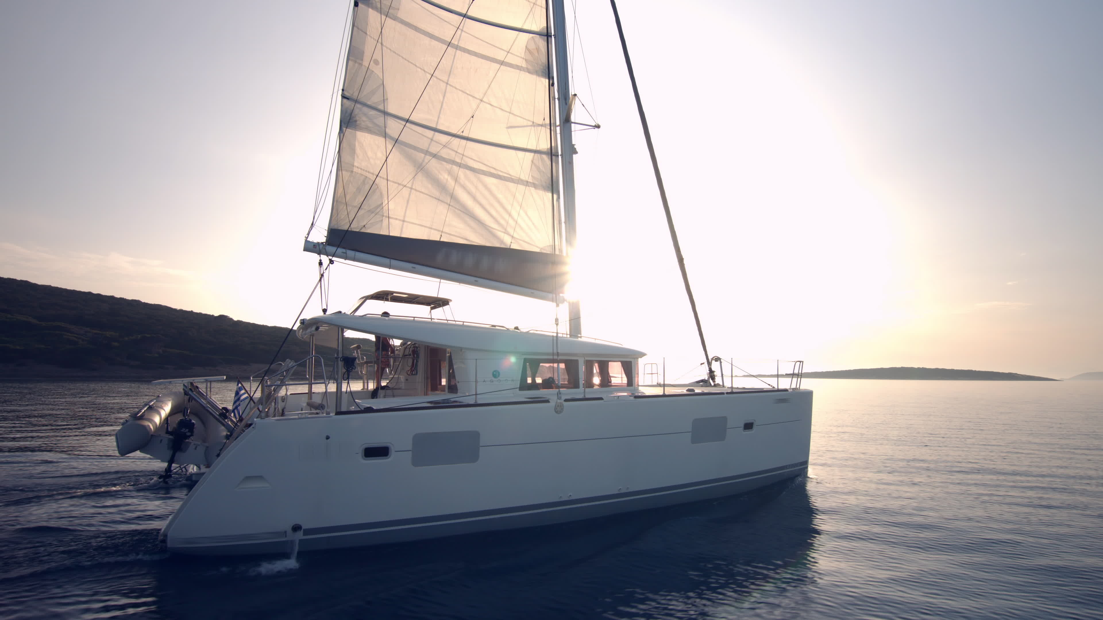 Catamaran sailing, Sun, Stock video, 3840x2160 4K Desktop