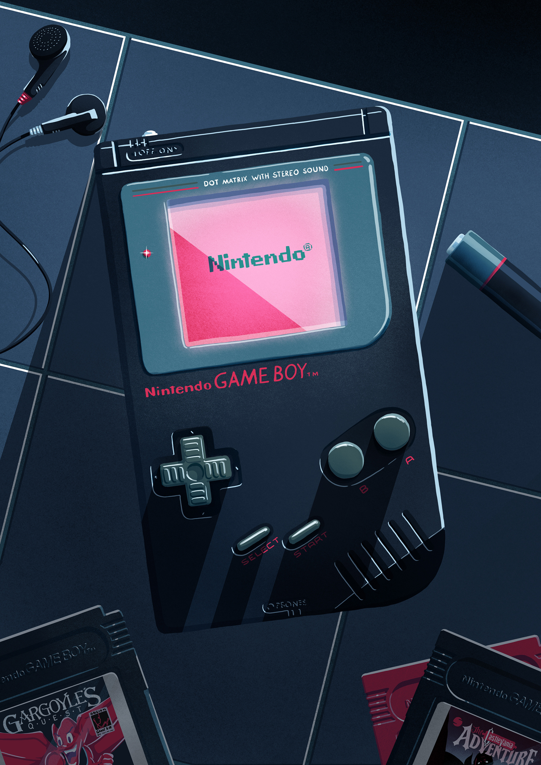 Nintendo, Game Boy, Illustration art, Sergio Ingravalle, 1800x2550 HD Phone