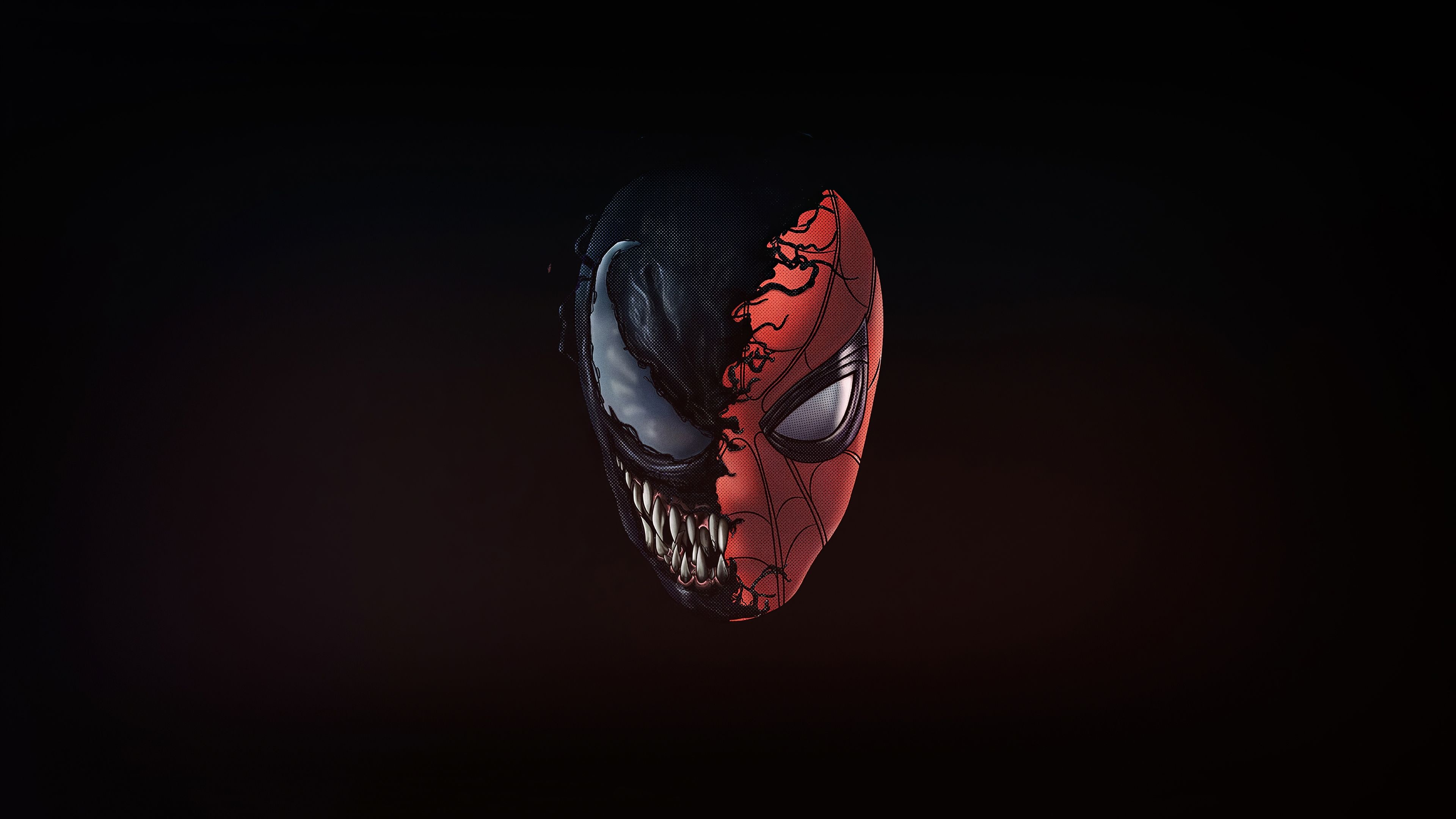 Spider-Man Venom split mask, Venom symbiote teeth, Spider-Man webbed mask, 4K Desktop wallpaper