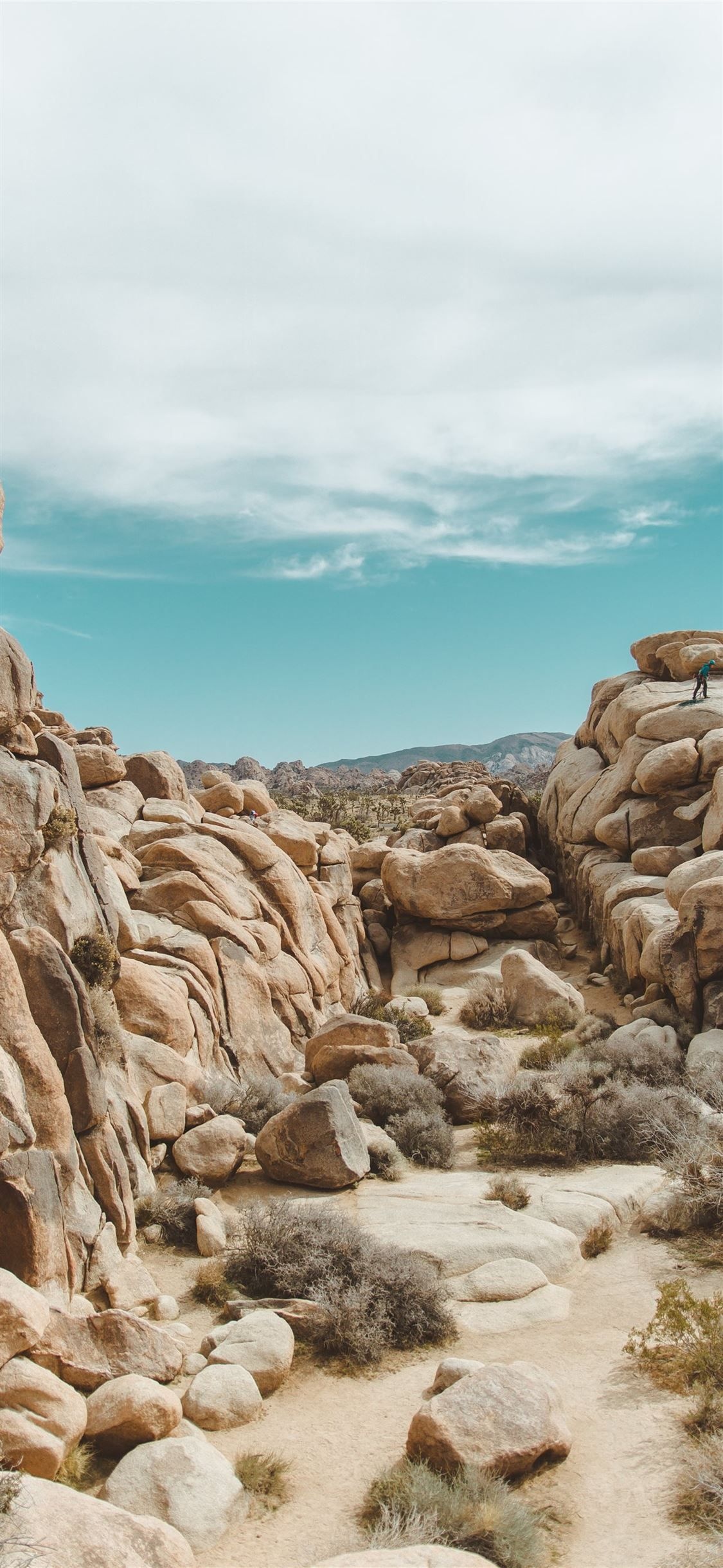 Gray rocks under cloudy sky, Joshua Tree National Park, United States, iPhone wallpaper, 1130x2440 HD Phone