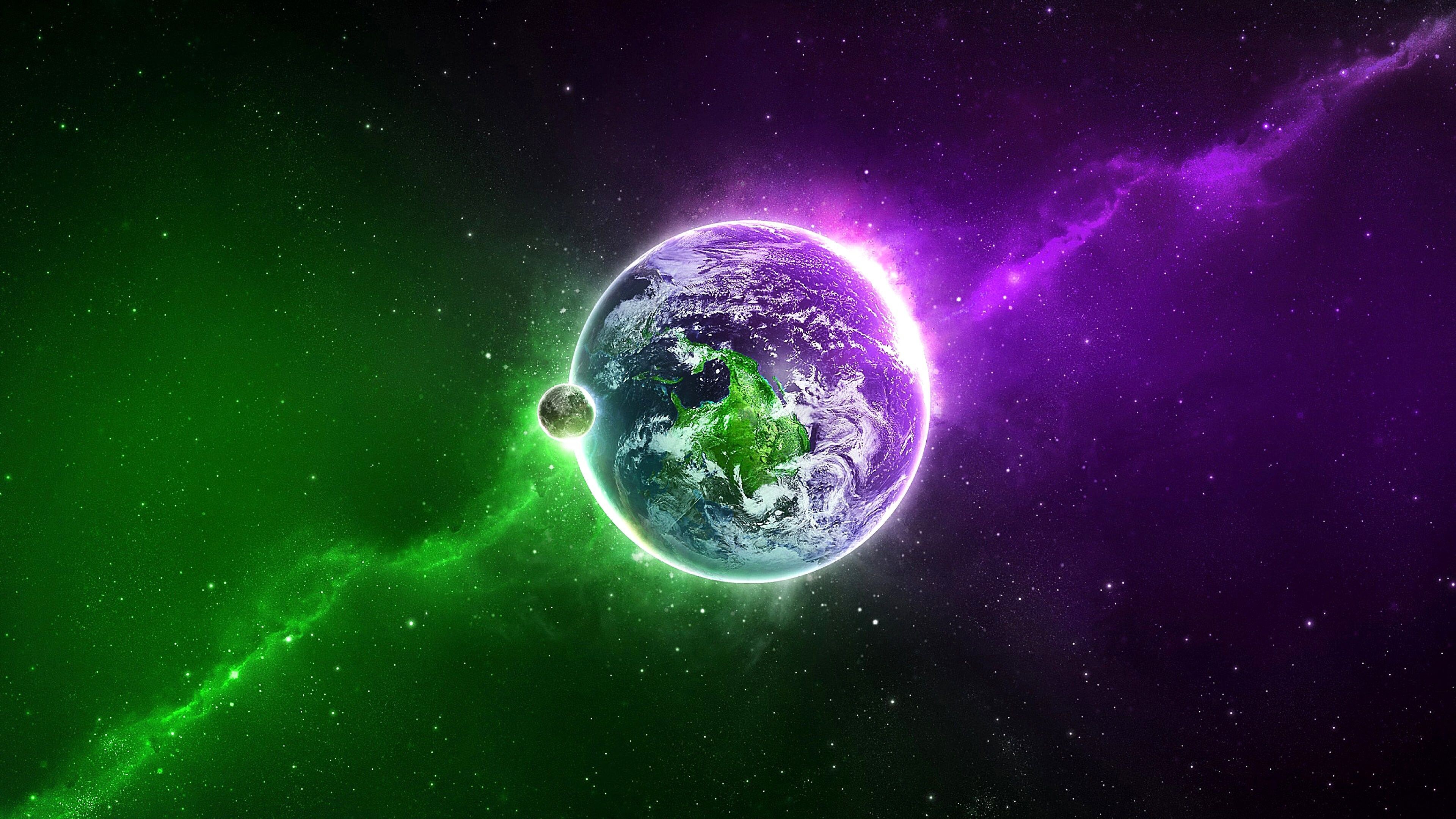 Purple and green wallpapers, Harmonious blend, Mysterious hues, Abstract beauty, 3840x2160 4K Desktop