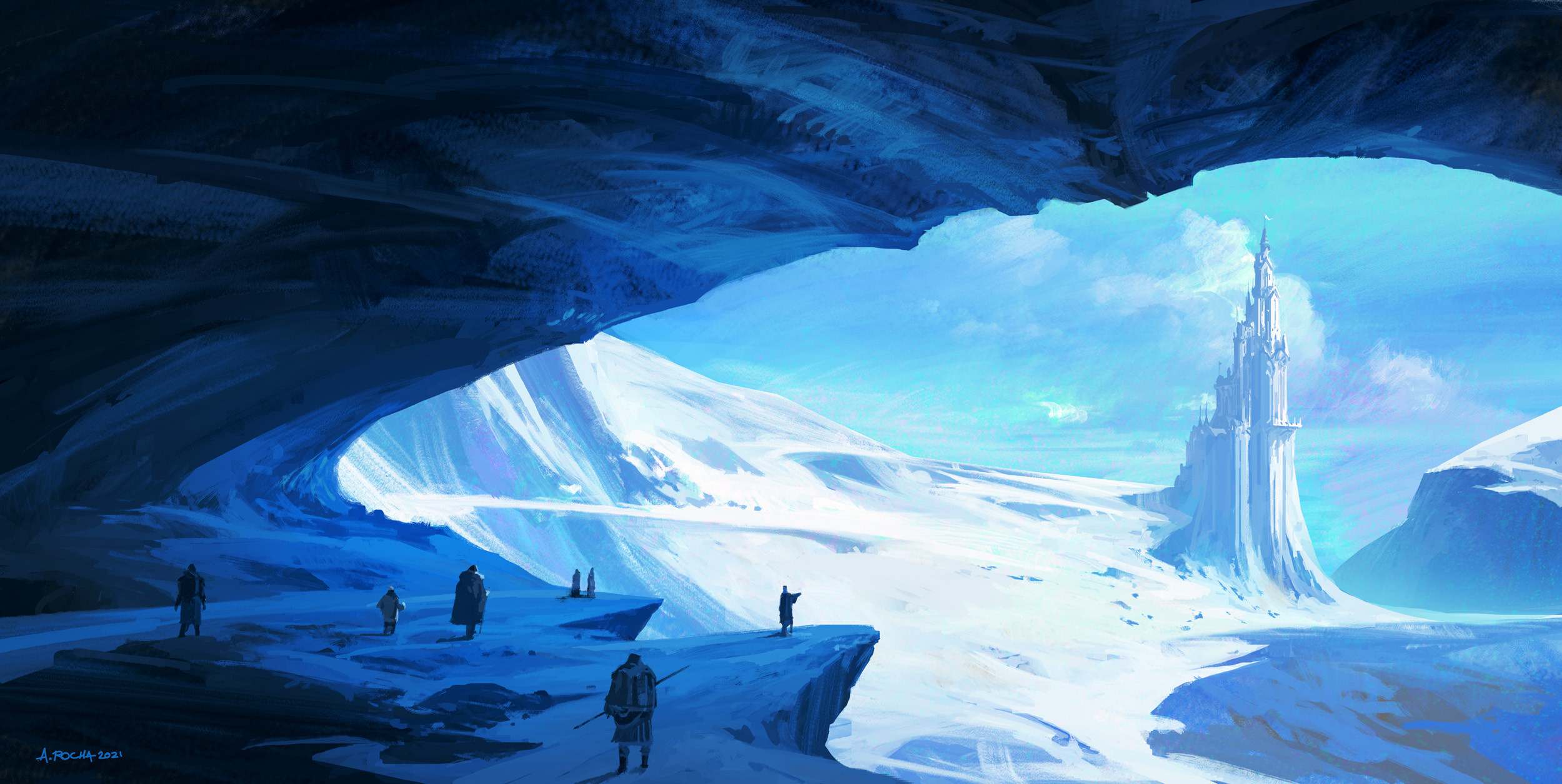 Frozen fortress, Ice castle fantasy, 2500x1260 HD Desktop