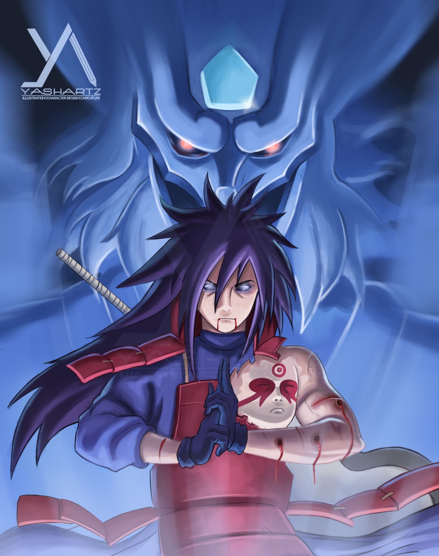 Madara Uchiha, Madara's Susanoo, Hashirama Senju face, HD Phone wallpaper