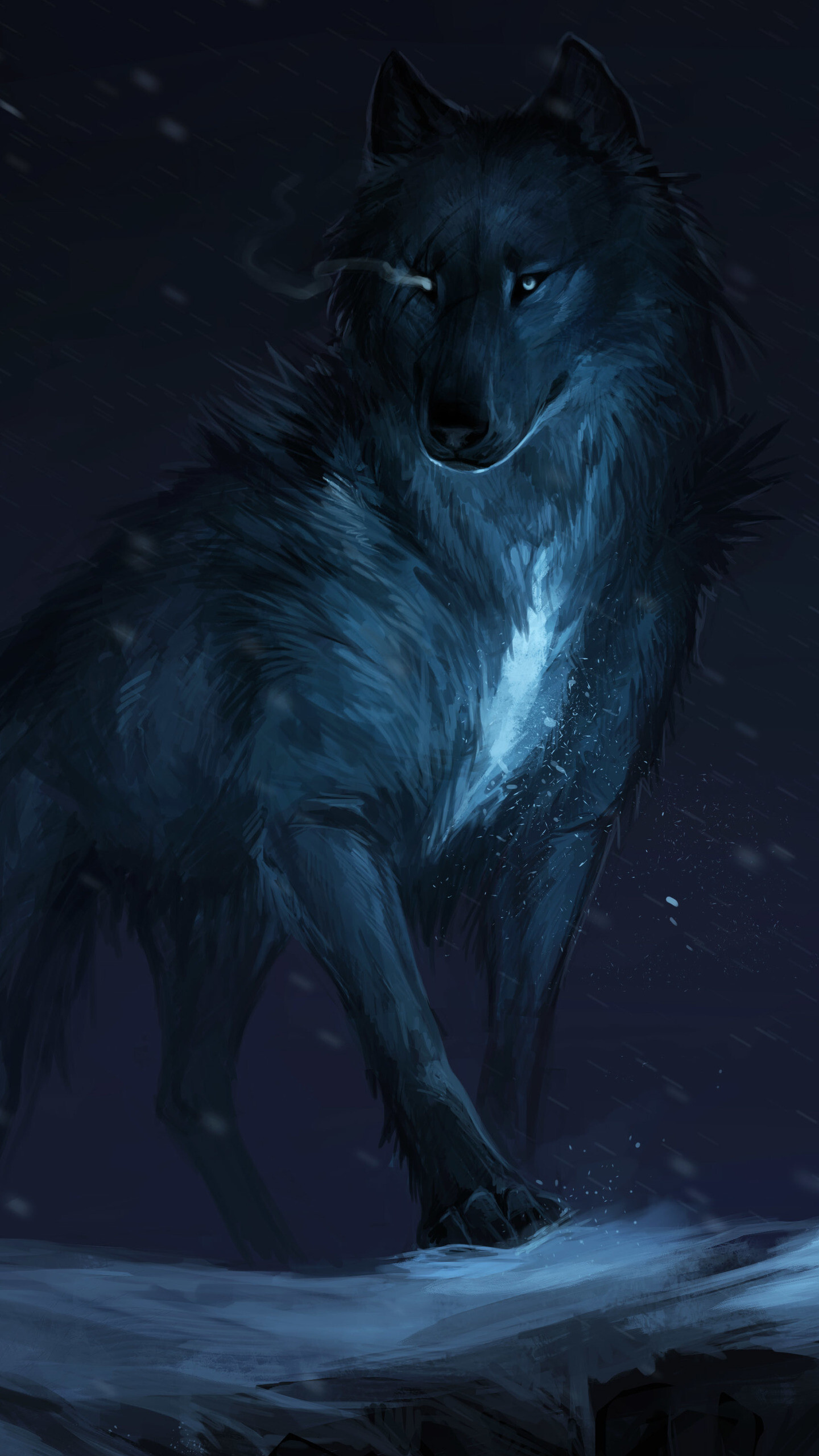 Majestic wolf pack, Nighttime howling, Celestial galaxy backdrop, Mystical creatures, 1440x2560 HD Phone