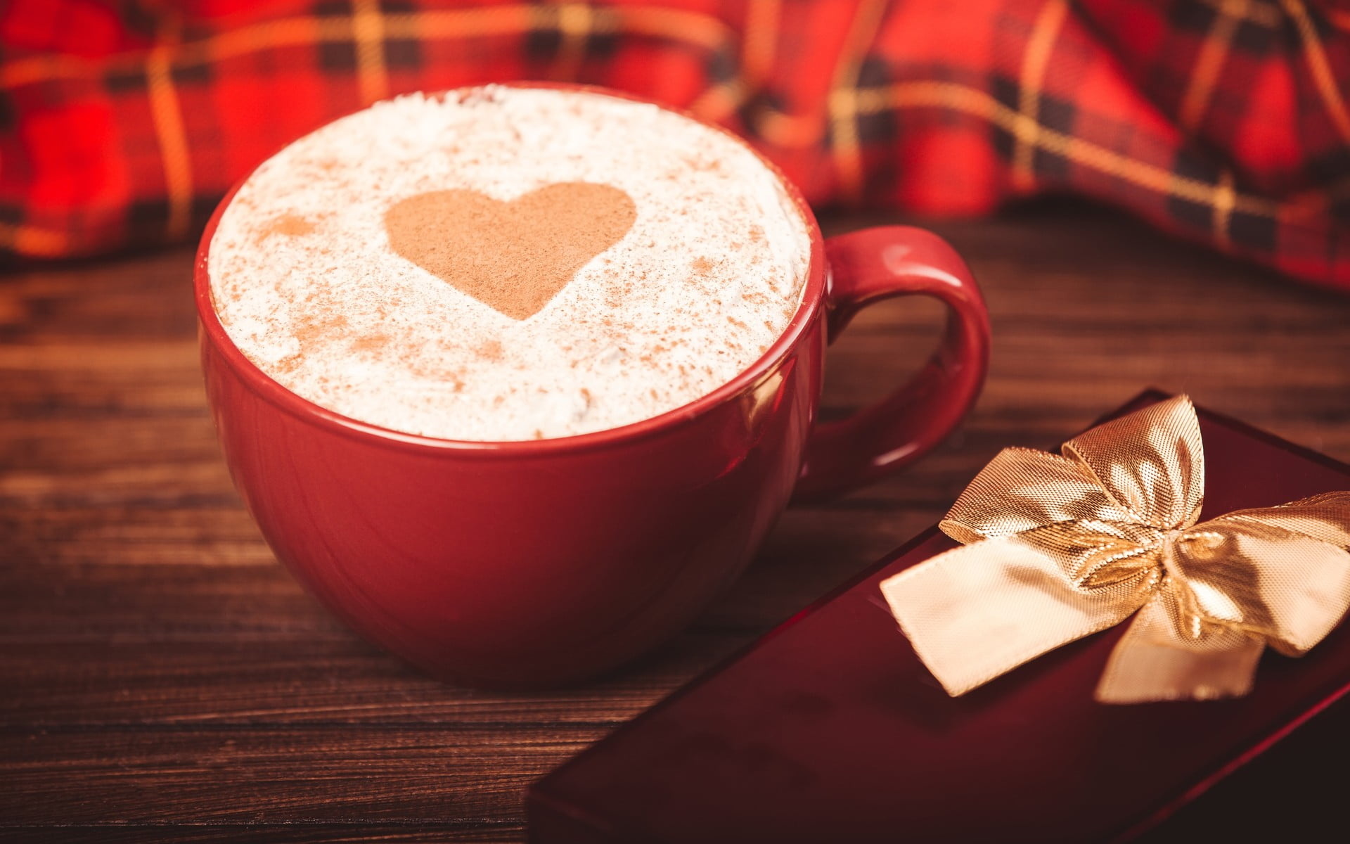 Red and white, Ceramic mug food, Closeup coffee heart, HD wallpaper, 1920x1200 HD Desktop