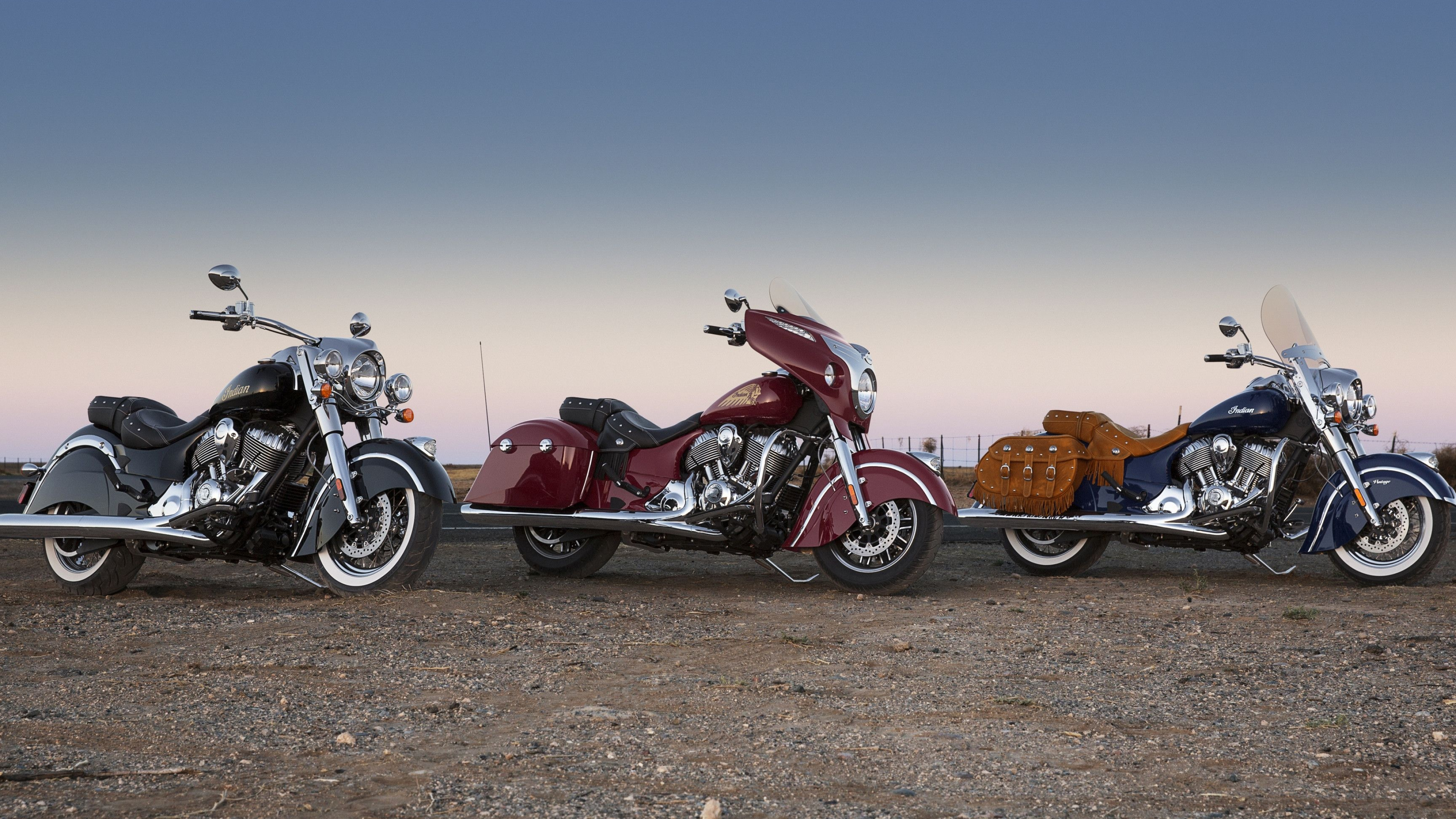 Trio Chief Vintage, Indian Motorcycles Wallpaper, 3840x2160 4K Desktop