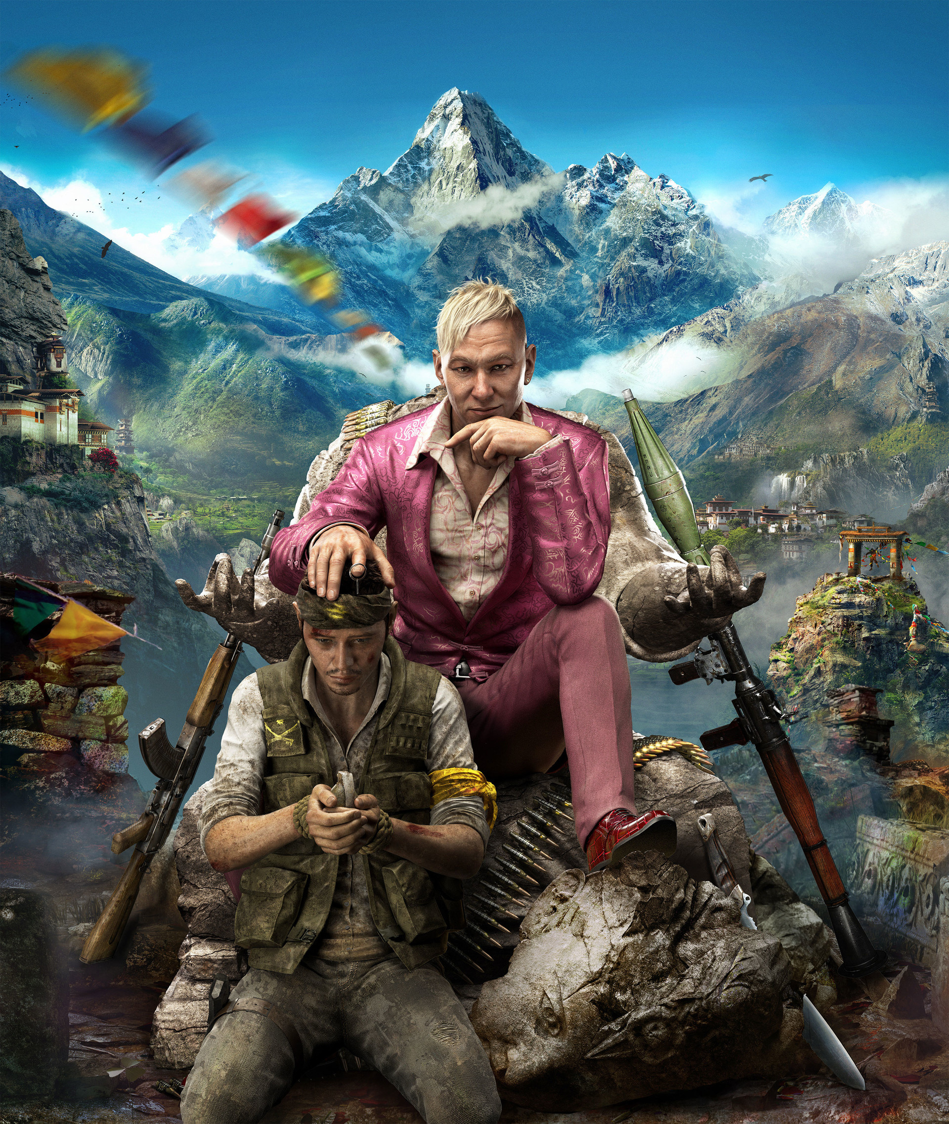 Pagan Min, Golden Path rebel, Kyrat mountain landscape, Far Cry 4 key art, HD Phone wallpaper
