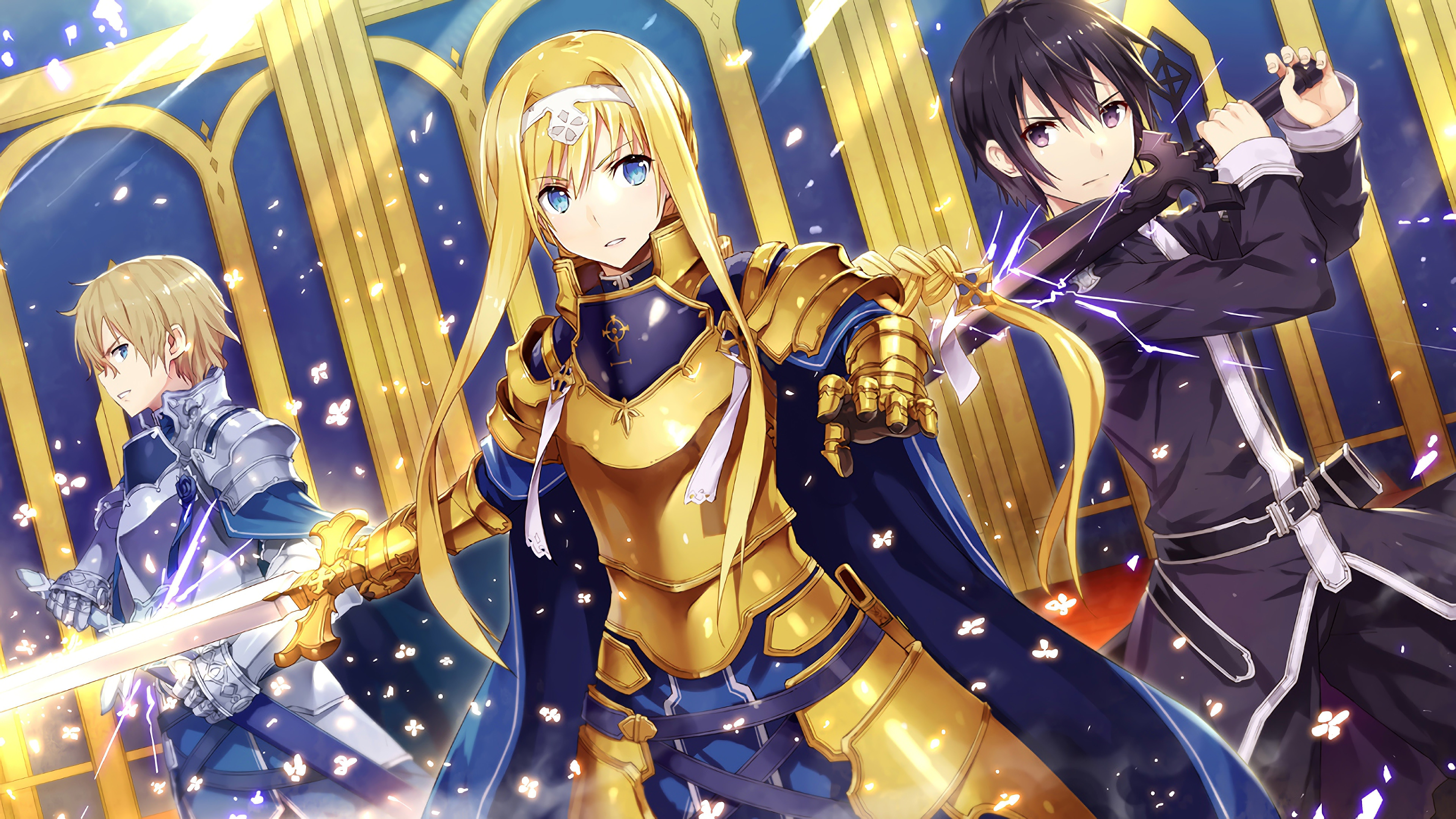 Kirito, Alice, Eugeo, Artistic portrayal, Fan creations, 3840x2160 4K Desktop