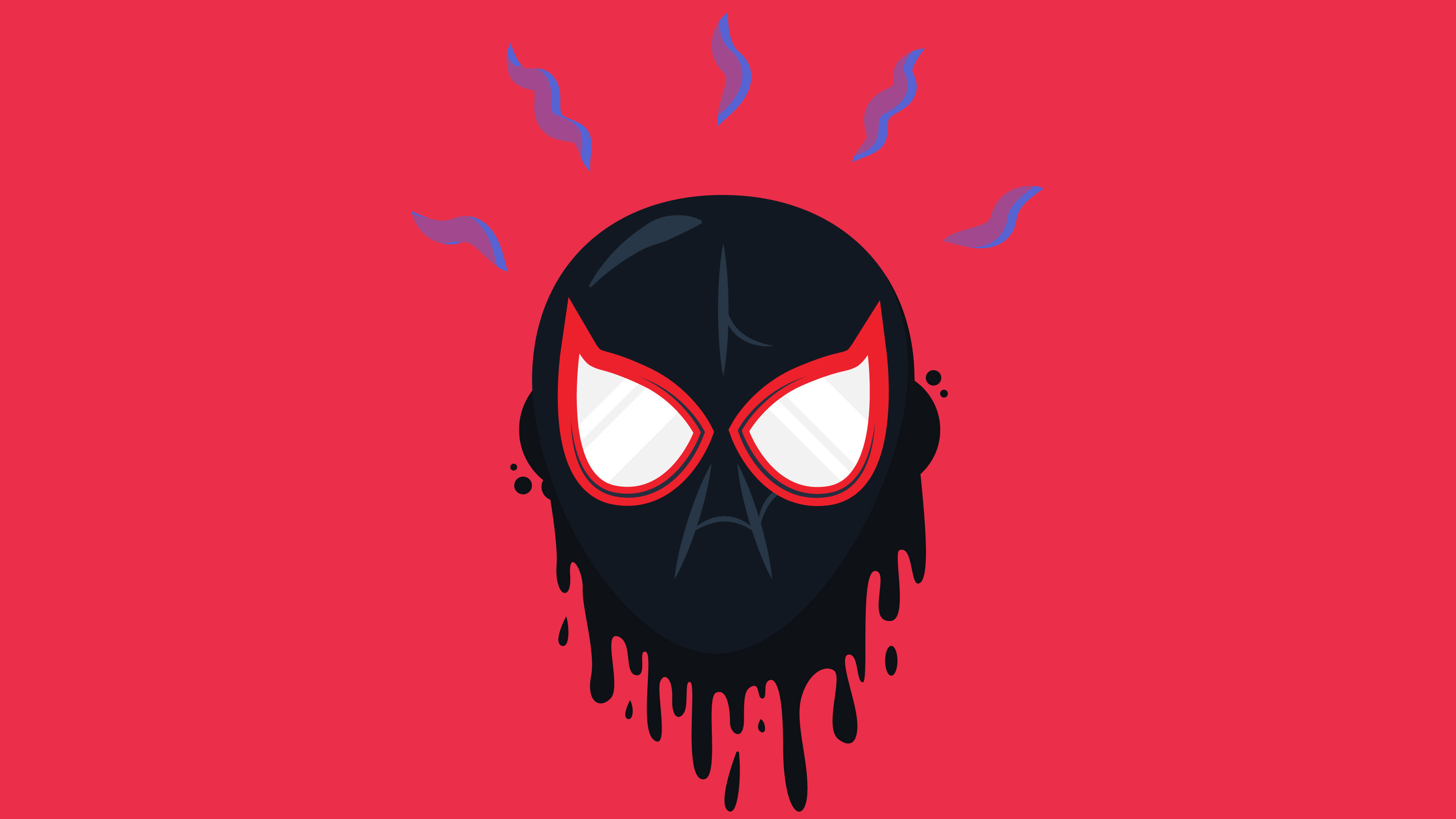 Miles Morales mask, spider-sense lines, dripping ink effect, HD Desktop wallpaper