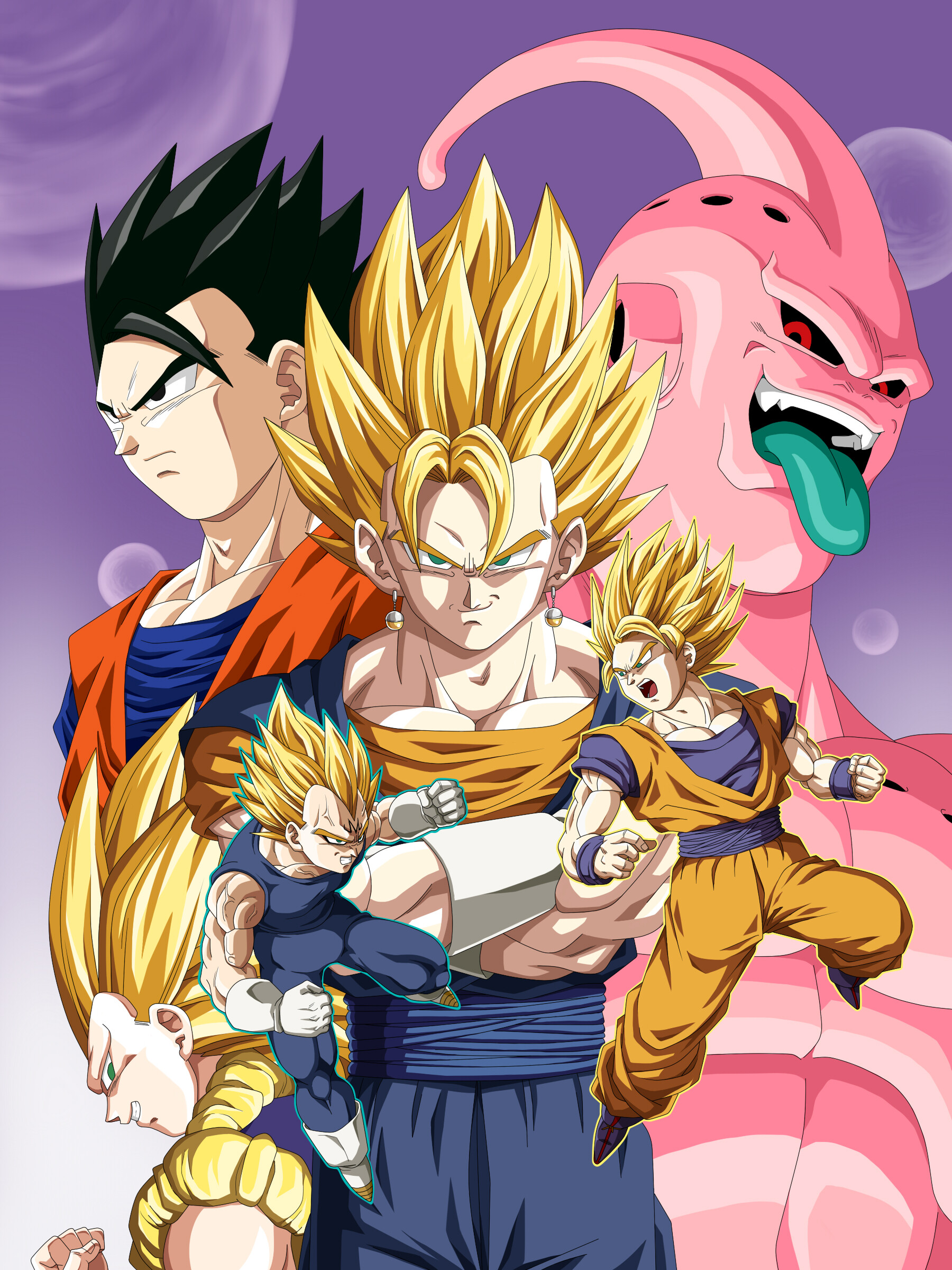 Vegetto and Majin Buu, Dragon Ball Z Wallpaper, 1800x2400 HD Phone