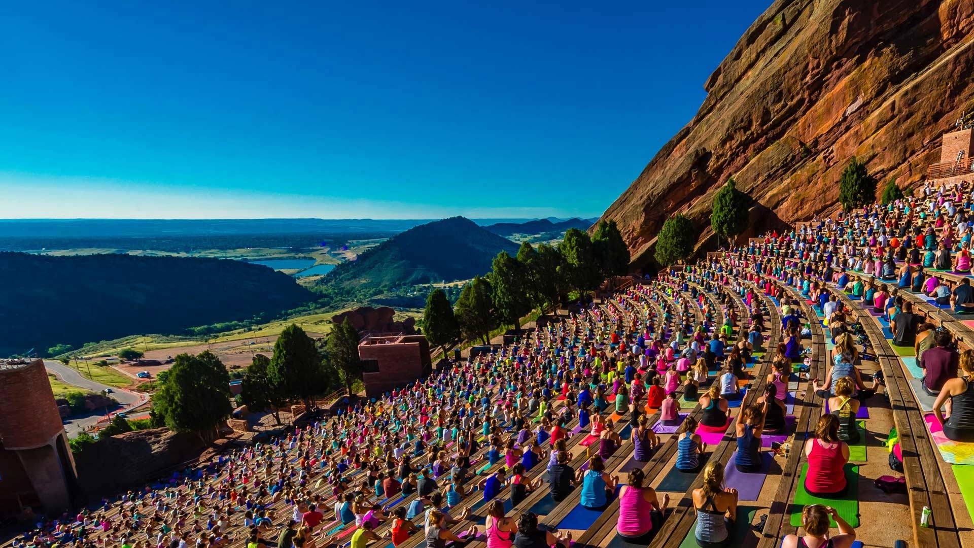 Red Rocks Amphitheatre, Travels, Yoga, Bing wallpaper, 1920x1080 Full HD Desktop