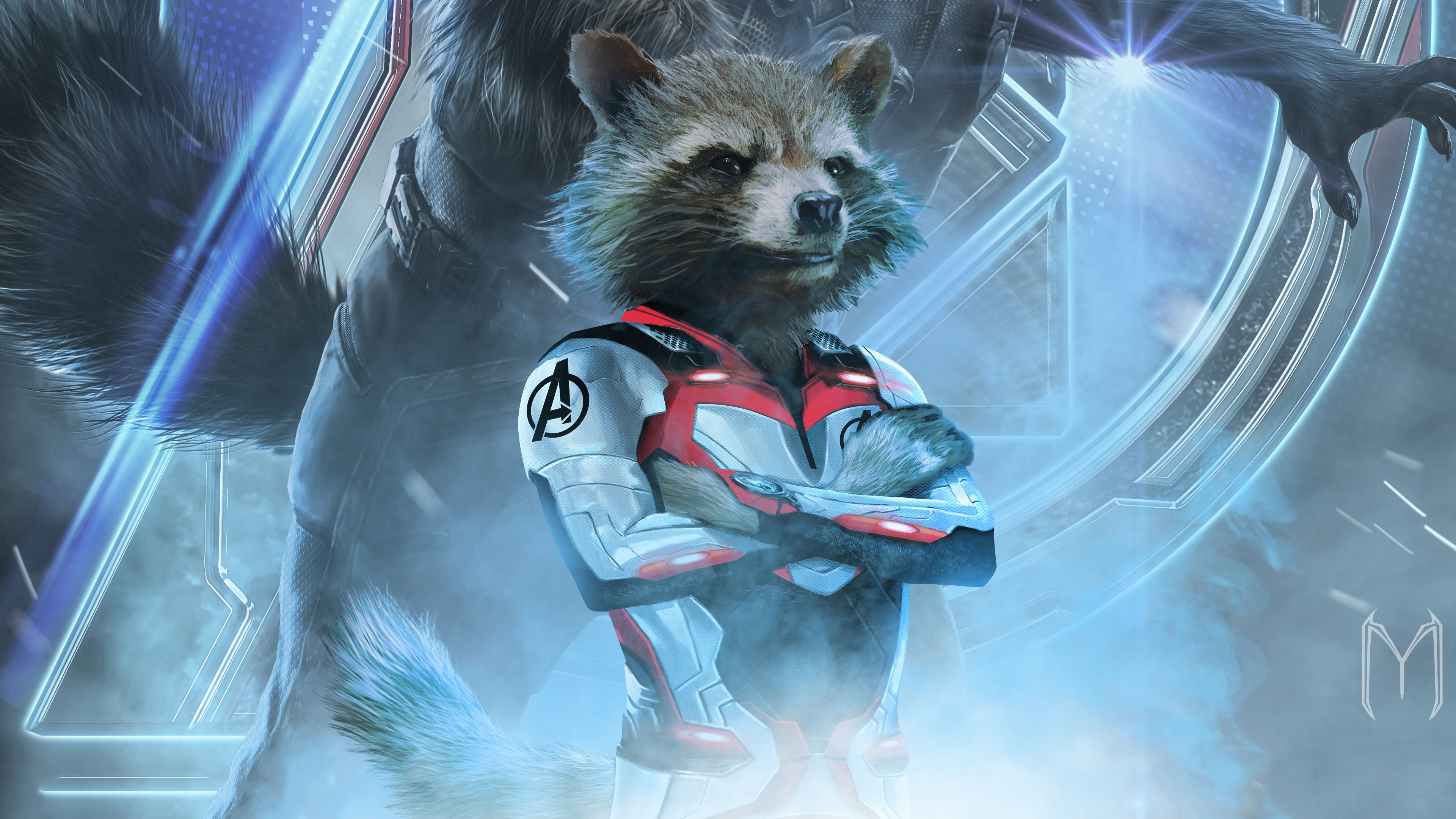 Rocket Raccoon, Avengers Endgame, White suit, 4K, 3840x2160 4K Desktop