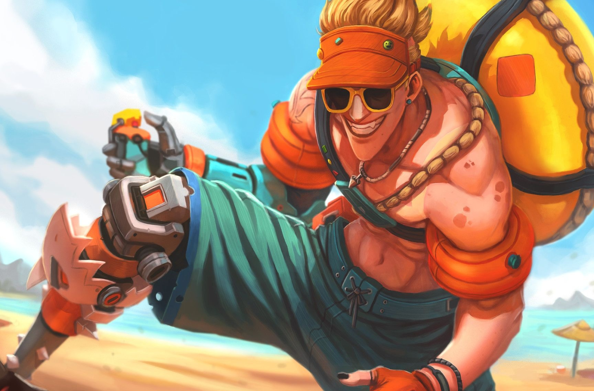 Junkrat beachrat skin, Joao Vagner artwork, Overwatch wallpapers, Fan-created, 1920x1270 HD Desktop