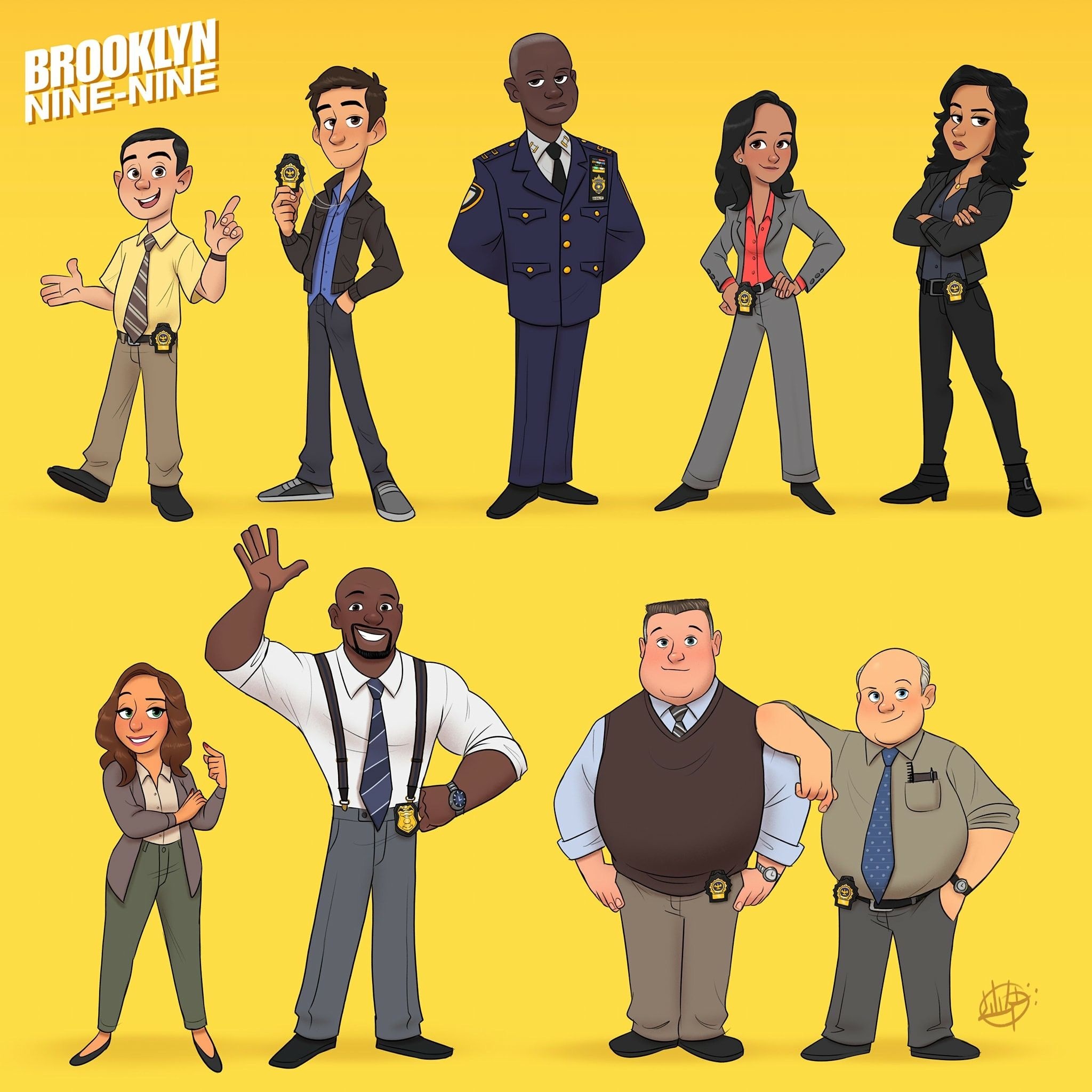 Brooklyn Nine-Nine, Cartoon version, Funny images, Posters, 2050x2050 HD Phone