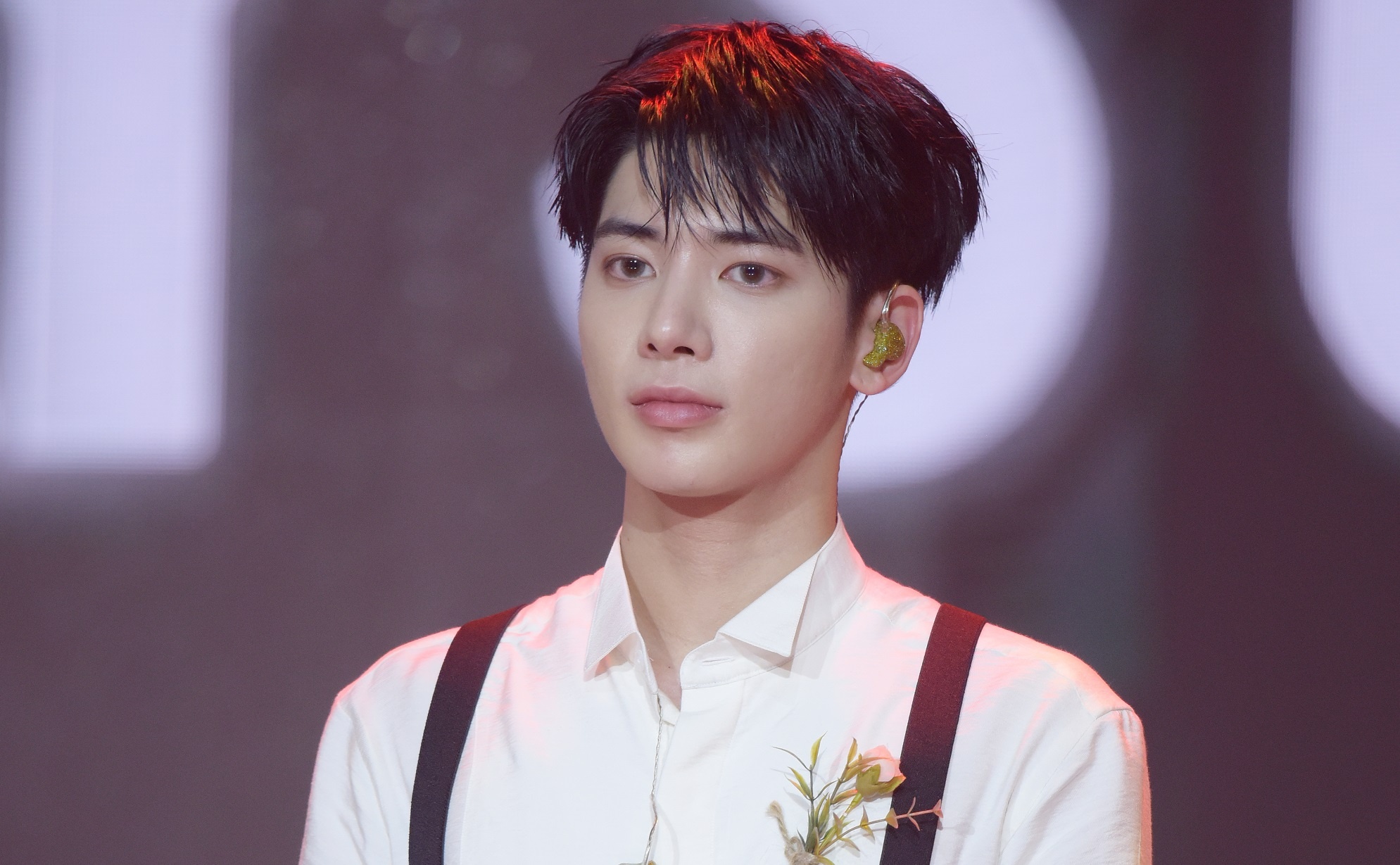 TXT Kang Taehyun, White collared shirt, Black suspenders, HD Desktop wallpaper