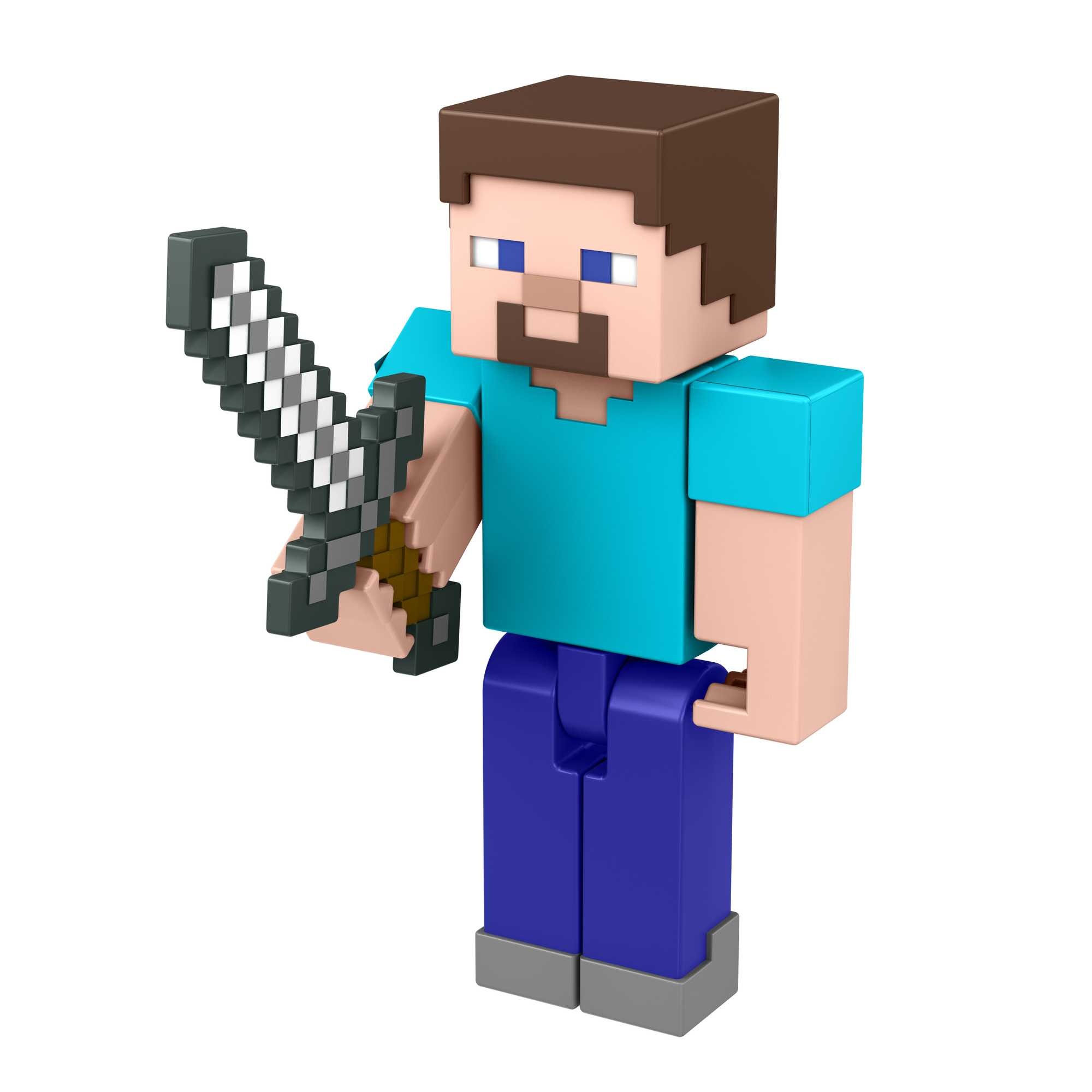 Steve Minecraft action figure, Minecraft iron sword, White studio background, HD Phone wallpaper