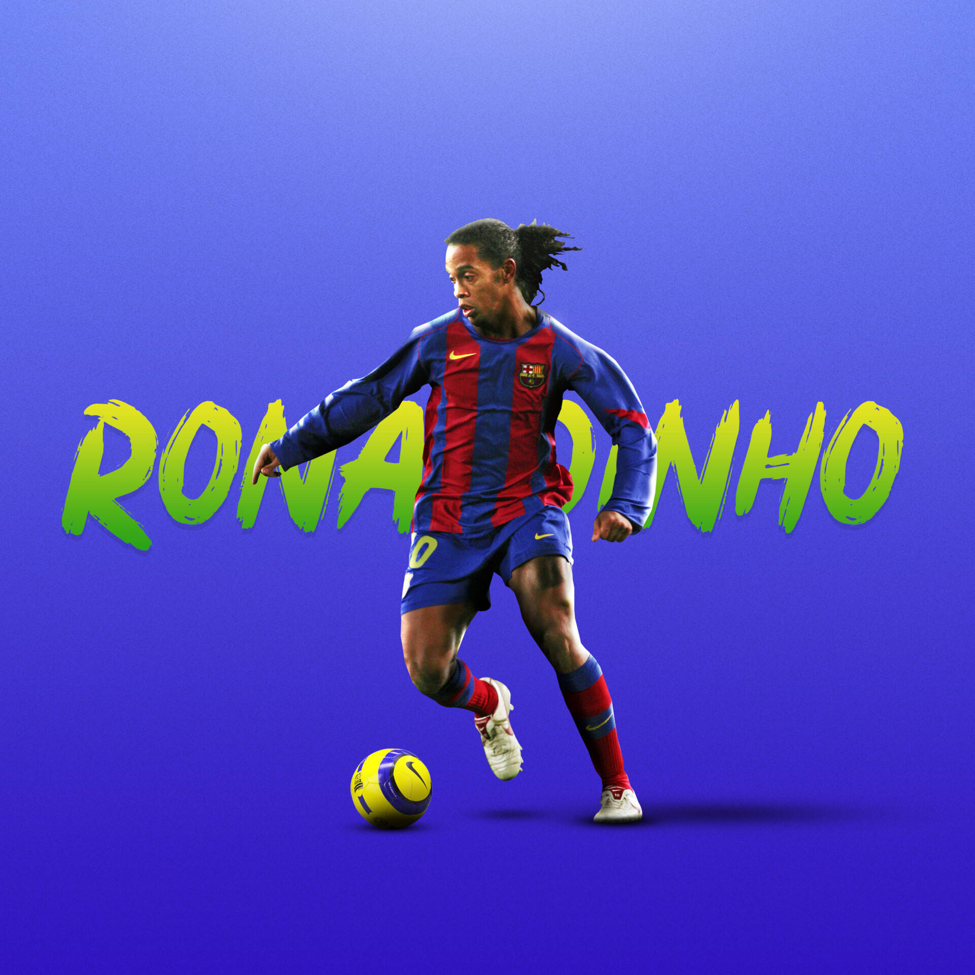 Ronaldinho, FC Barcelona kit, RONALDINHO text, HD Phone wallpaper