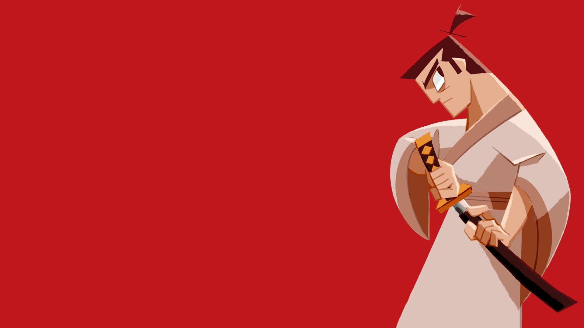 Samurai Jack, Simple background, Samurai katana, Clown illustration, 1920x1080 Full HD Desktop