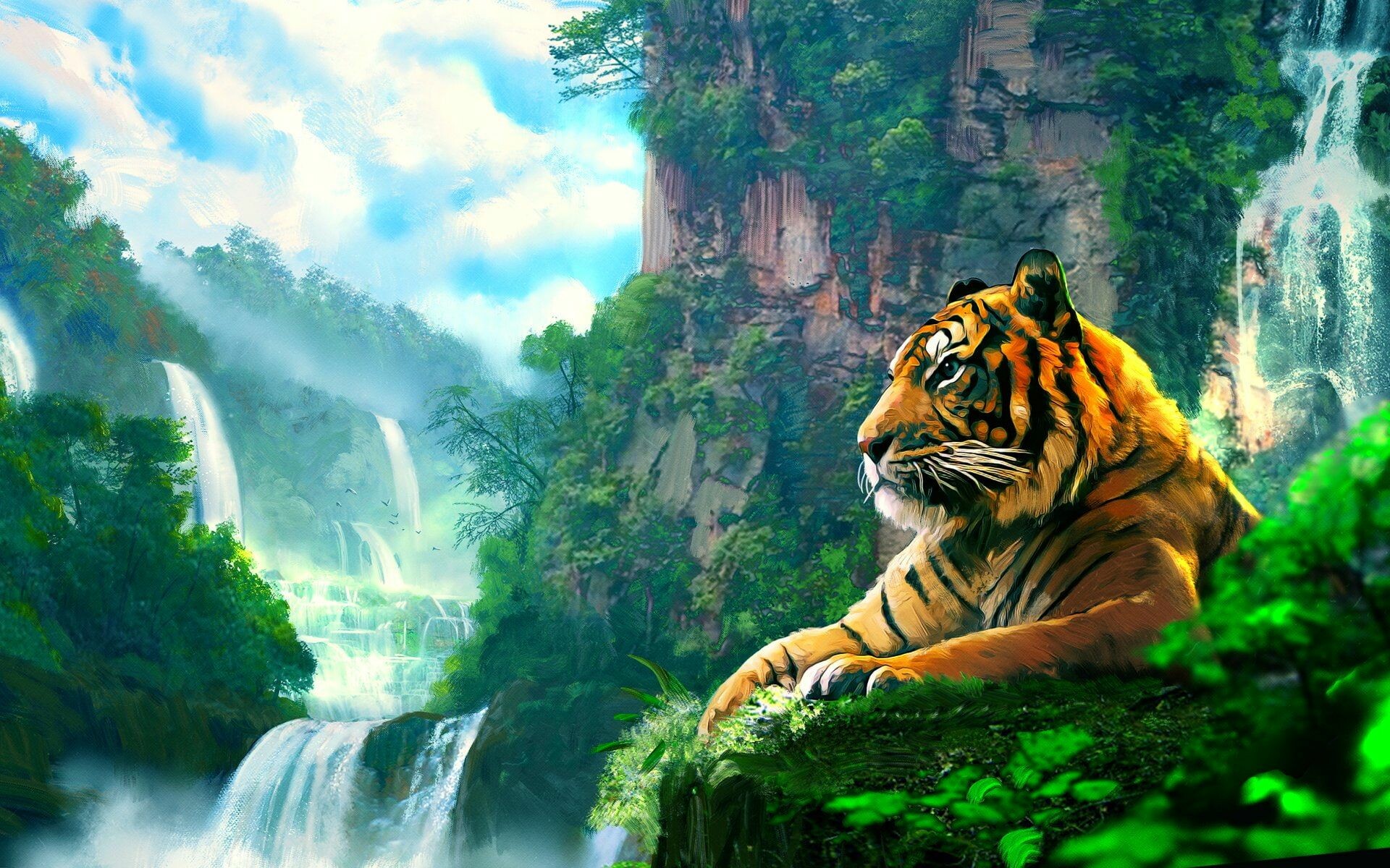 Tiger on scooter, Unexpected delight, Captivating image, Playful tiger, 1920x1200 HD Desktop