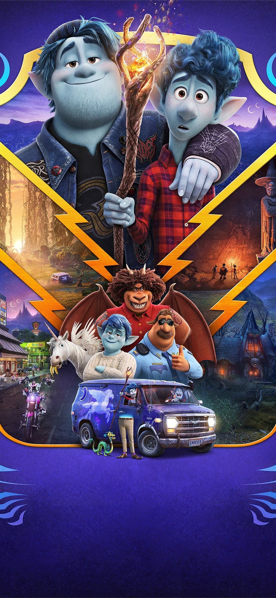 Onward, Pixar animation, Adventure film, Magical quest, 1130x2440 HD Phone