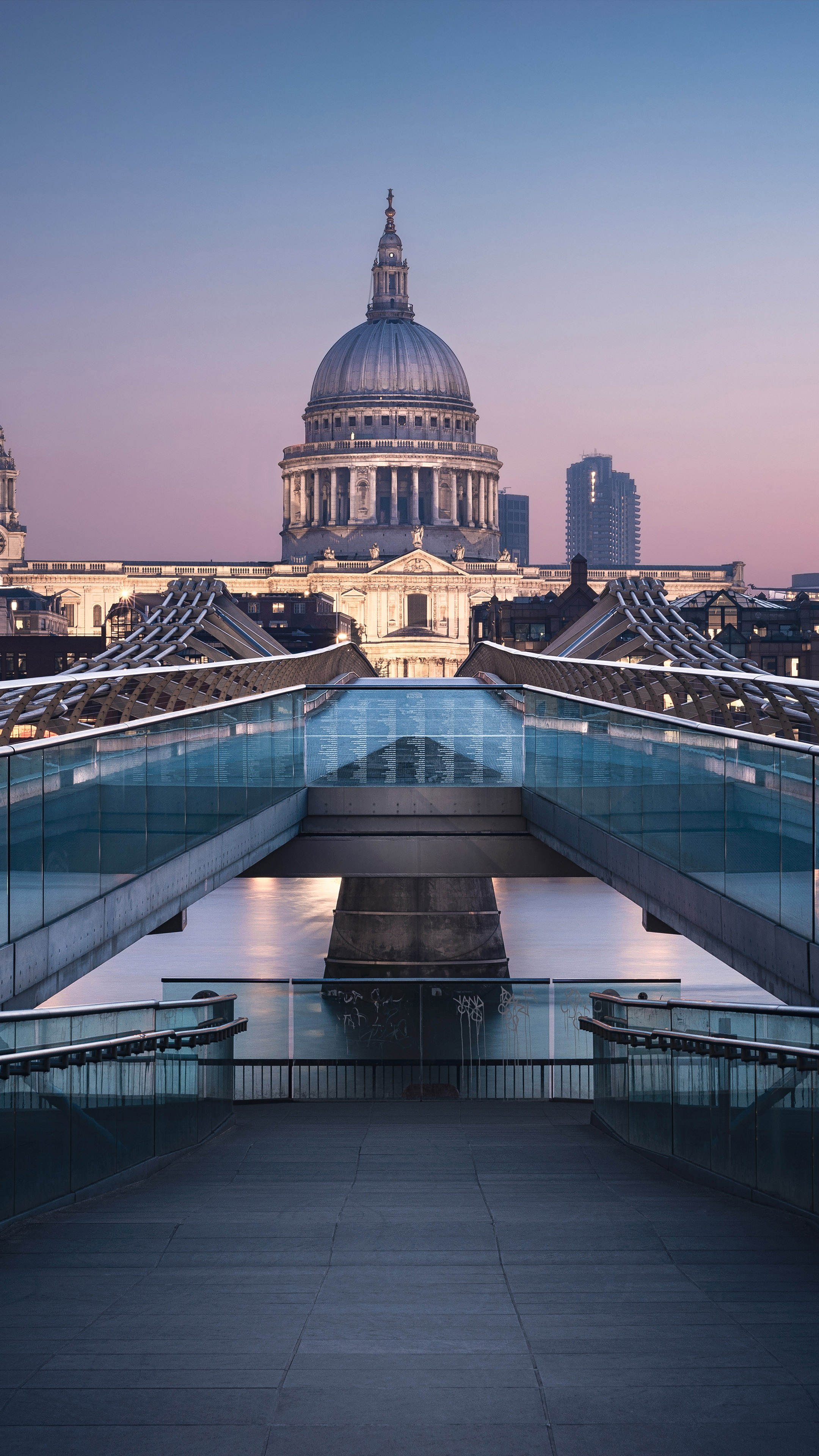 St. Paul's Cathedral, Millennium Bridge, 4k ultra HD, Mobile wallpaper, 2160x3840 4K Phone