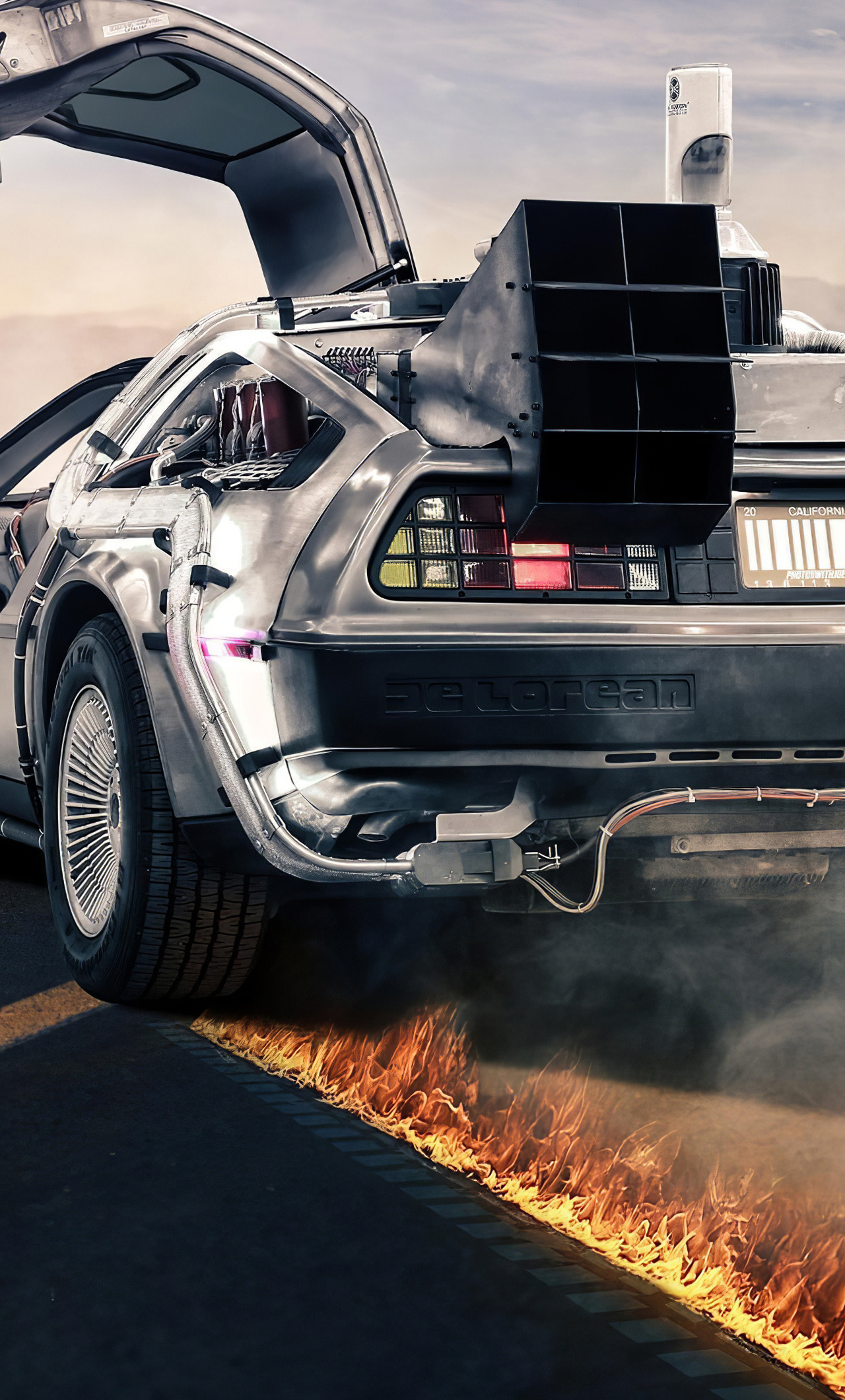 Delorean back to the Future, 4K iPhone wallpaper, Time travel theme, Futuristic style, 1280x2120 HD Phone