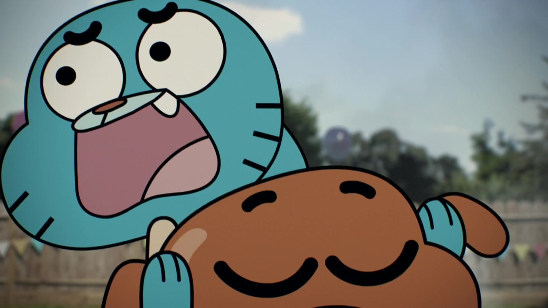 Gumball Watterson, Darwin Watterson, Elmore suburban background, Full HD Desktop wallpaper