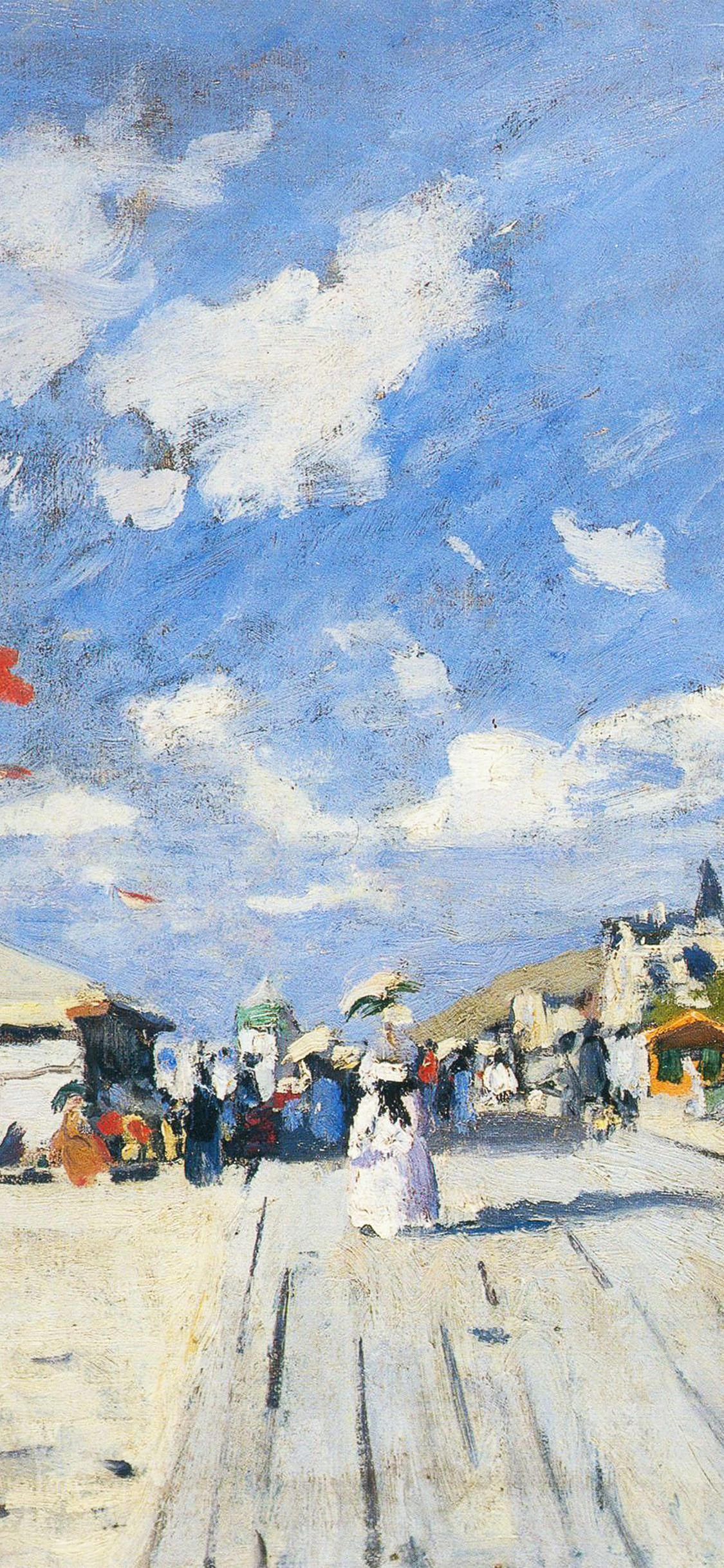 HÃ´tel des Roches Noires, Trouville, Trouville wooden boardwalk, Victorian strolling figures, HD Phone wallpaper
