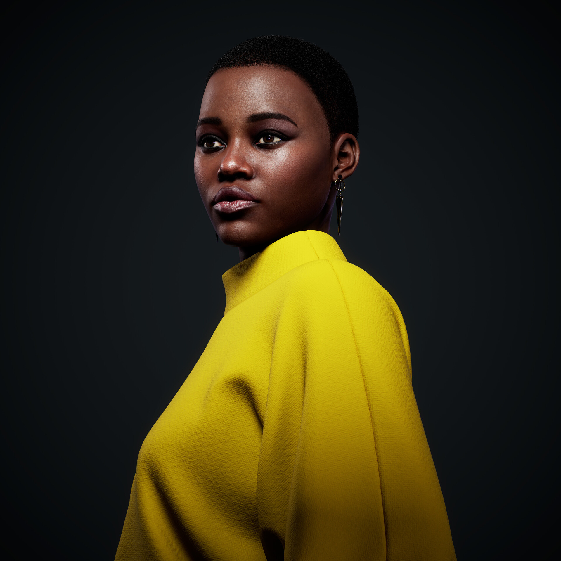 Lupita Nyong'o, Artstation, Likeness Study, 1920x1920 HD Phone